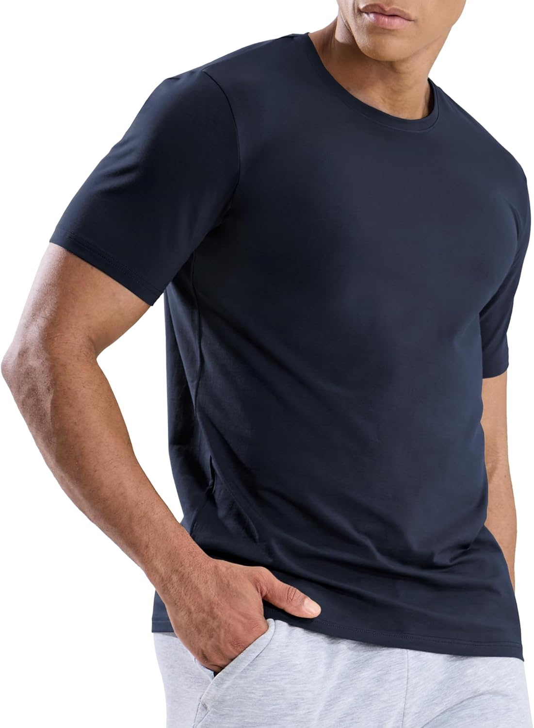 image:imageMIER Mens T Shirts Short Sleeve Crew Neck Cotton TShirts Casual Ultra Soft Tshirt Tops Classic Basic Tees BreathableNavy Blue
