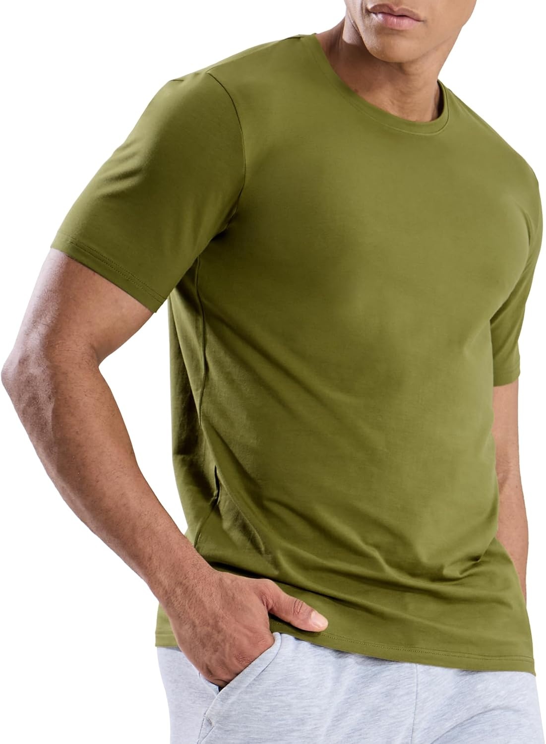 image:imageMIER Mens T Shirts Short Sleeve Crew Neck Cotton TShirts Casual Ultra Soft Tshirt Tops Classic Basic Tees BreathableOlive Green