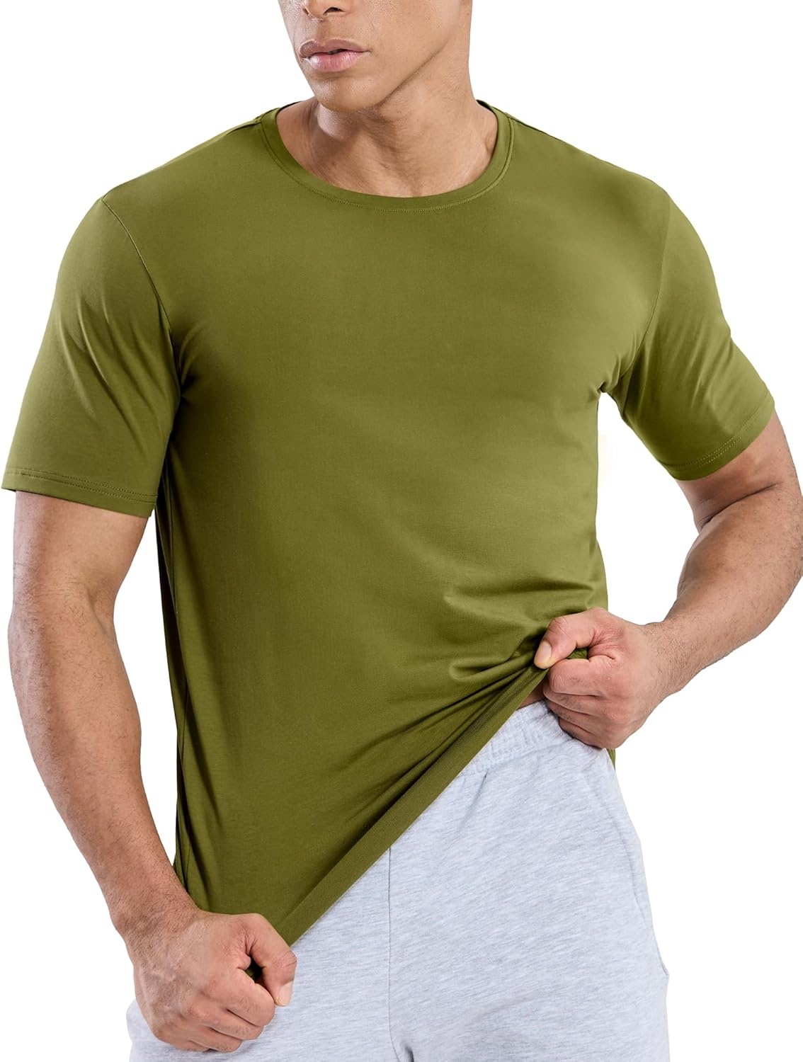 image:imageMIER Mens T Shirts Short Sleeve Crew Neck Cotton TShirts Casual Ultra Soft Tshirt Tops Classic Basic Tees BreathableOlive Green