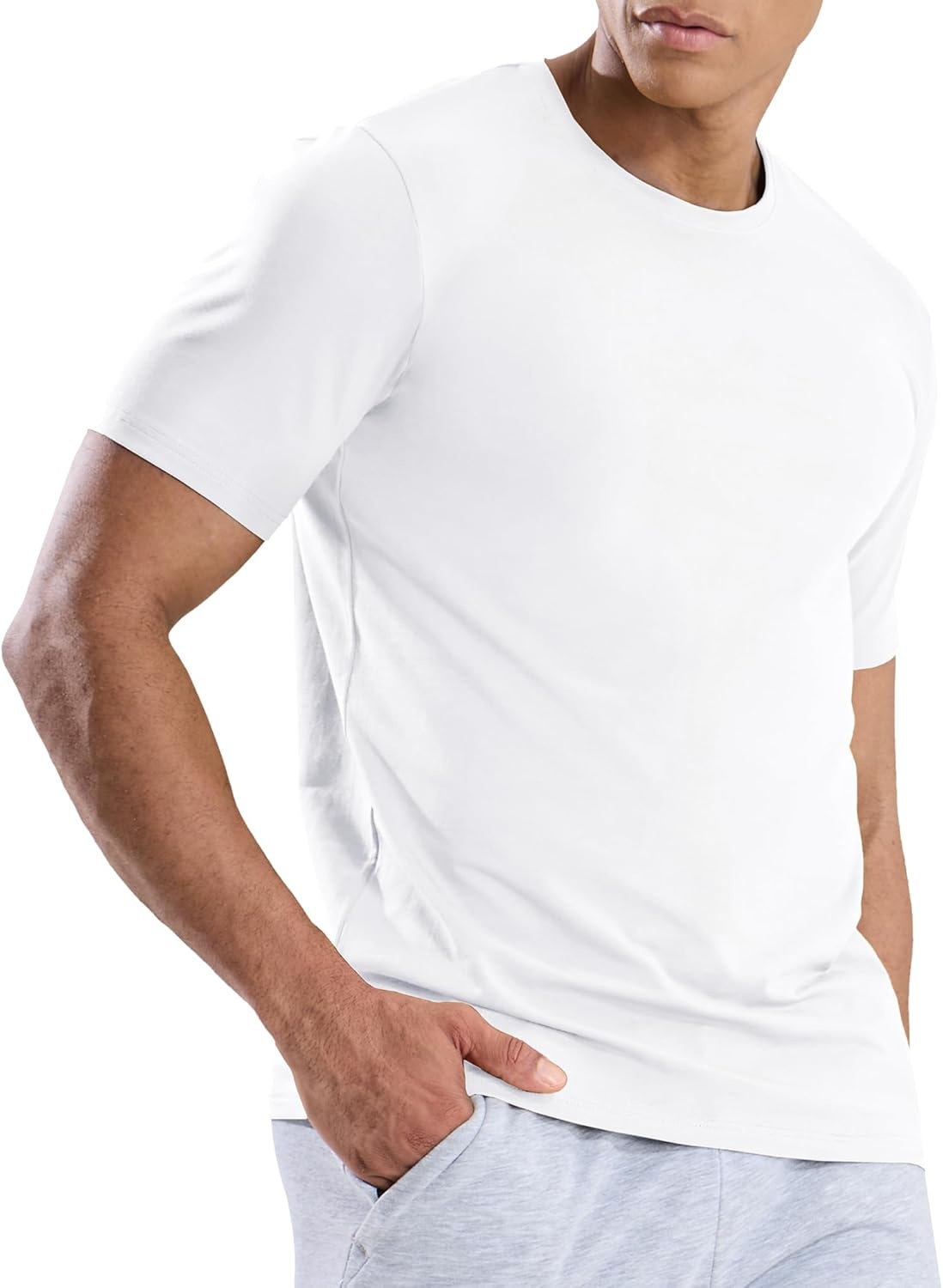 image:imageMIER Mens T Shirts Short Sleeve Crew Neck Cotton TShirts Casual Ultra Soft Tshirt Tops Classic Basic Tees BreathableWhite