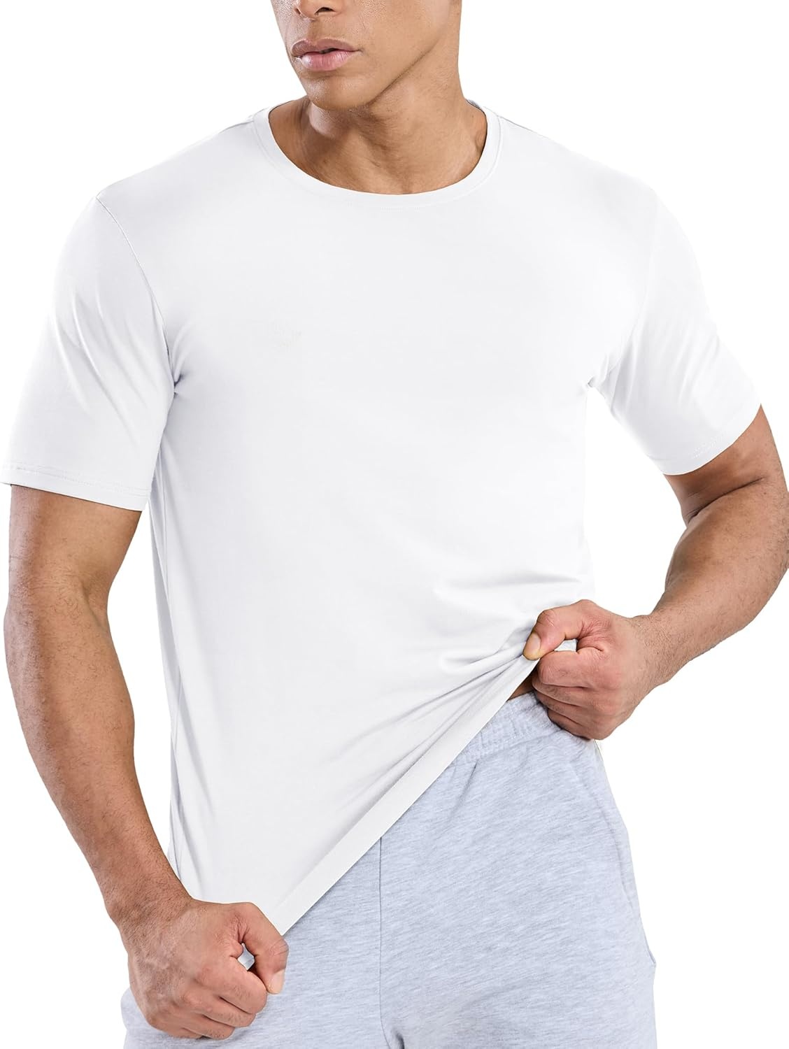 image:imageMIER Mens T Shirts Short Sleeve Crew Neck Cotton TShirts Casual Ultra Soft Tshirt Tops Classic Basic Tees BreathableWhite