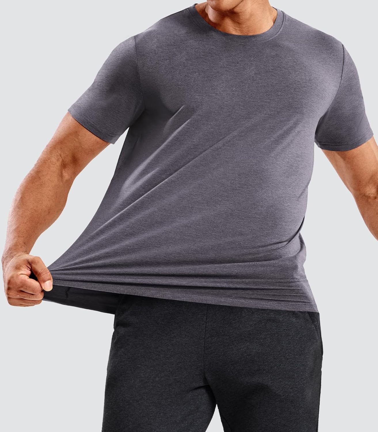 image:imageMIER Mens T Shirts Short Sleeve Dry Fit Soft Athletic Tshirt Moisture Wicking Active Casual Running Tee Tops Crew NeckHeather Charcoal