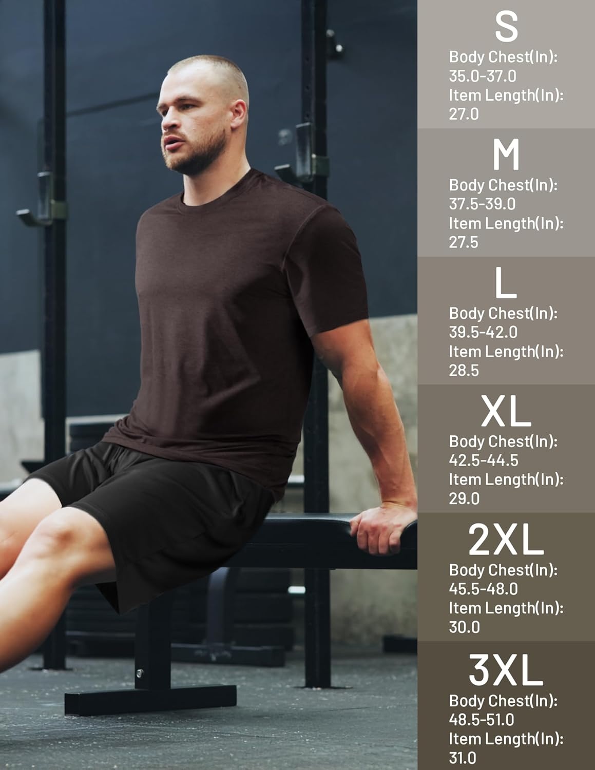 image:imageMIER Mens T Shirts Short Sleeve Dry Fit Soft Athletic Tshirt Moisture Wicking Active Casual Running Tee Tops Crew NeckHeather Dark Brown