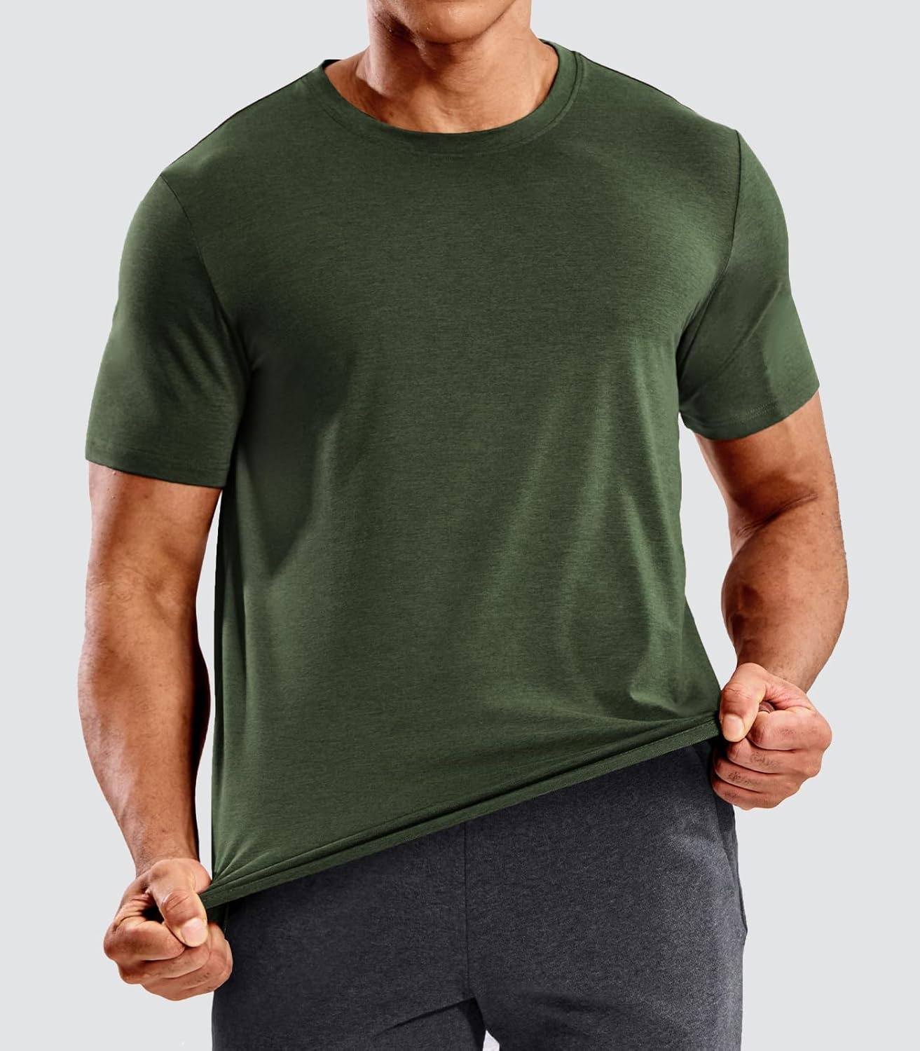 image:imageMIER Mens T Shirts Short Sleeve Dry Fit Soft Athletic Tshirt Moisture Wicking Active Casual Running Tee Tops Crew NeckHeather Dark Green