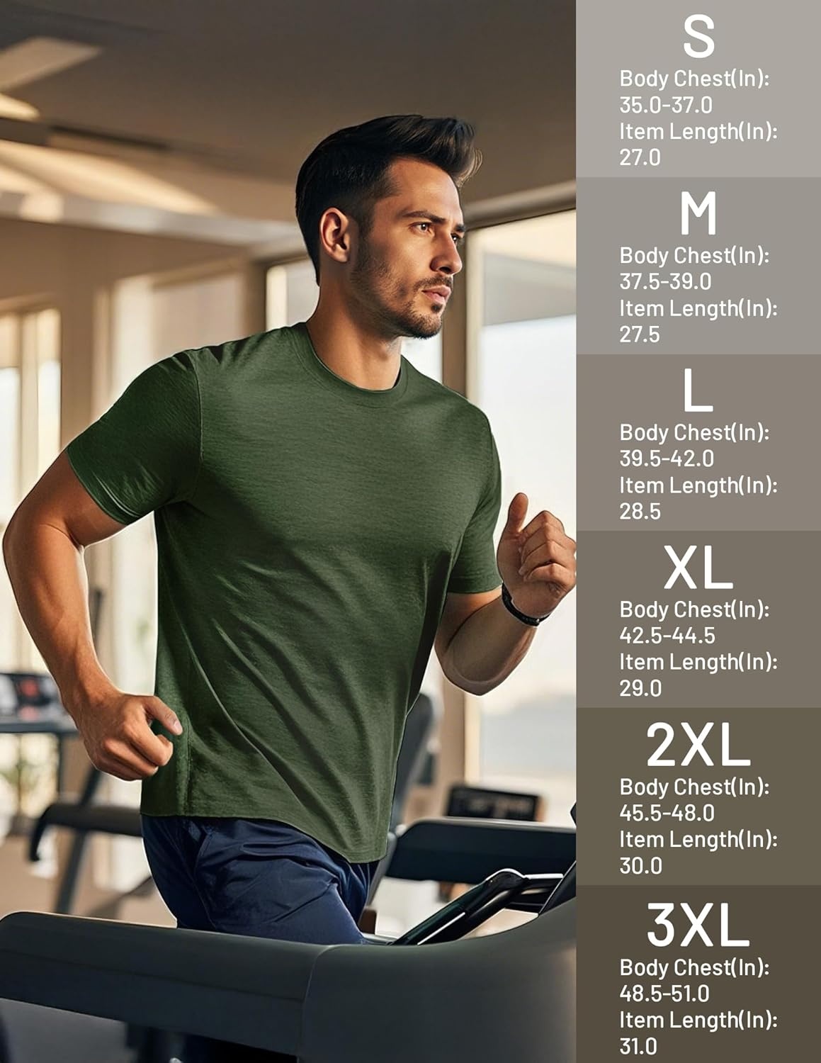 image:imageMIER Mens T Shirts Short Sleeve Dry Fit Soft Athletic Tshirt Moisture Wicking Active Casual Running Tee Tops Crew NeckHeather Dark Green