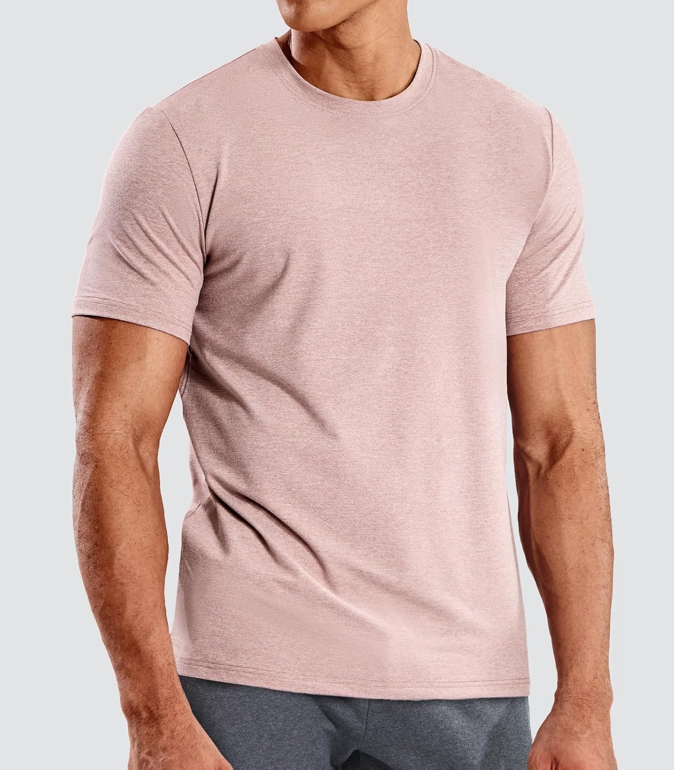 image:imageMIER Mens T Shirts Short Sleeve Dry Fit Soft Athletic Tshirt Moisture Wicking Active Casual Running Tee Tops Crew NeckHeather Pink
