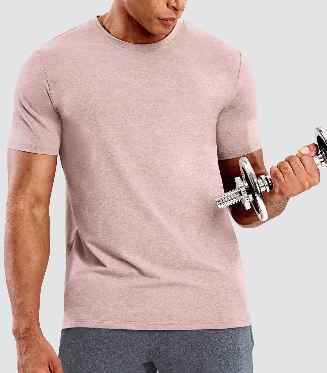 image:imageMIER Mens T Shirts Short Sleeve Dry Fit Soft Athletic Tshirt Moisture Wicking Active Casual Running Tee Tops Crew NeckHeather Pink