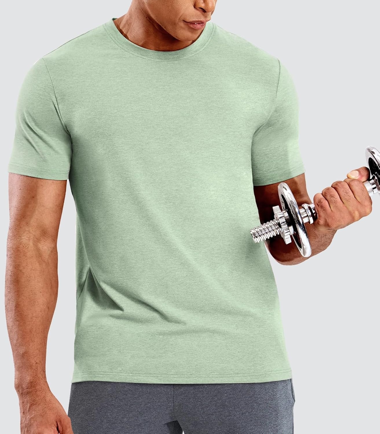 image:imageMIER Mens T Shirts Short Sleeve Dry Fit Soft Athletic Tshirt Moisture Wicking Active Casual Running Tee Tops Crew NeckHeather Sage Green