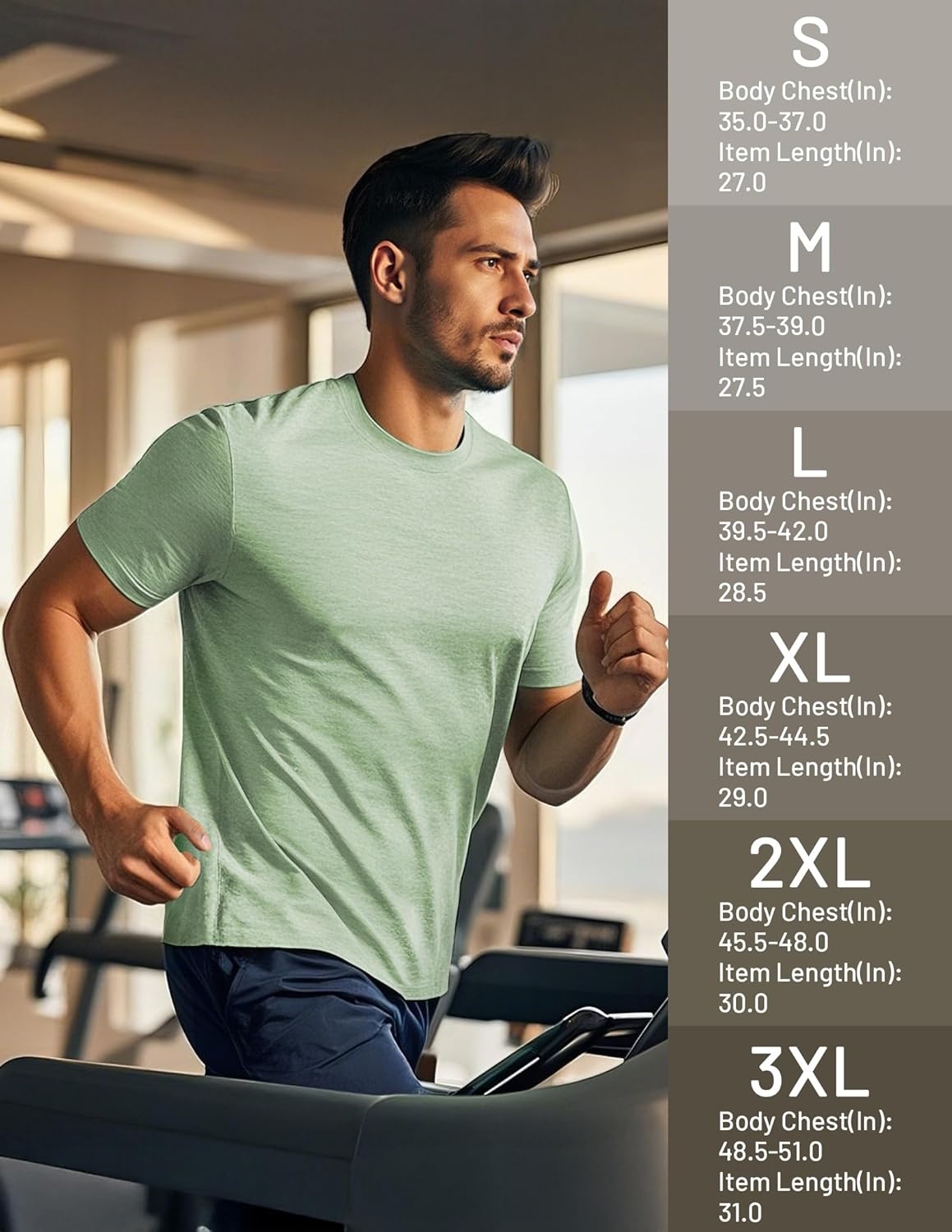 image:imageMIER Mens T Shirts Short Sleeve Dry Fit Soft Athletic Tshirt Moisture Wicking Active Casual Running Tee Tops Crew NeckHeather Sage Green