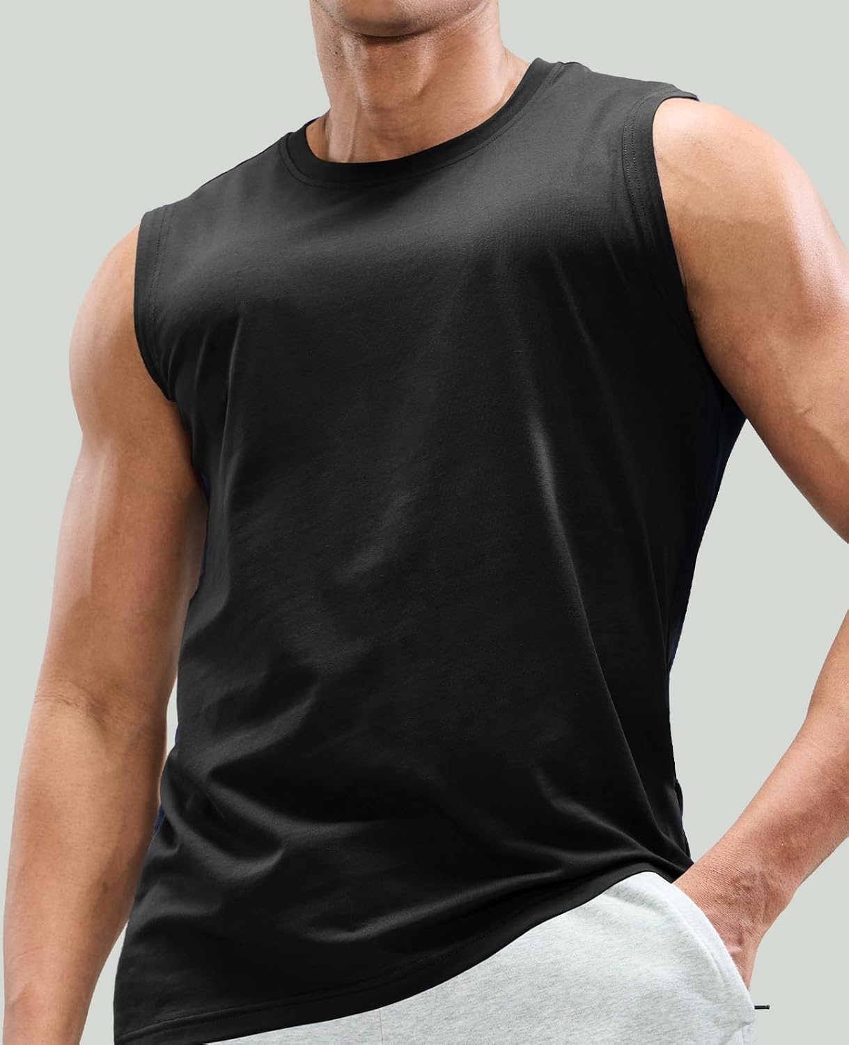 image:imageMIER Mens Tank Tops Cotton Sleeveless Muscle Shirts for Workout Running Athletic Gym Lounge Casual BreathableBlack