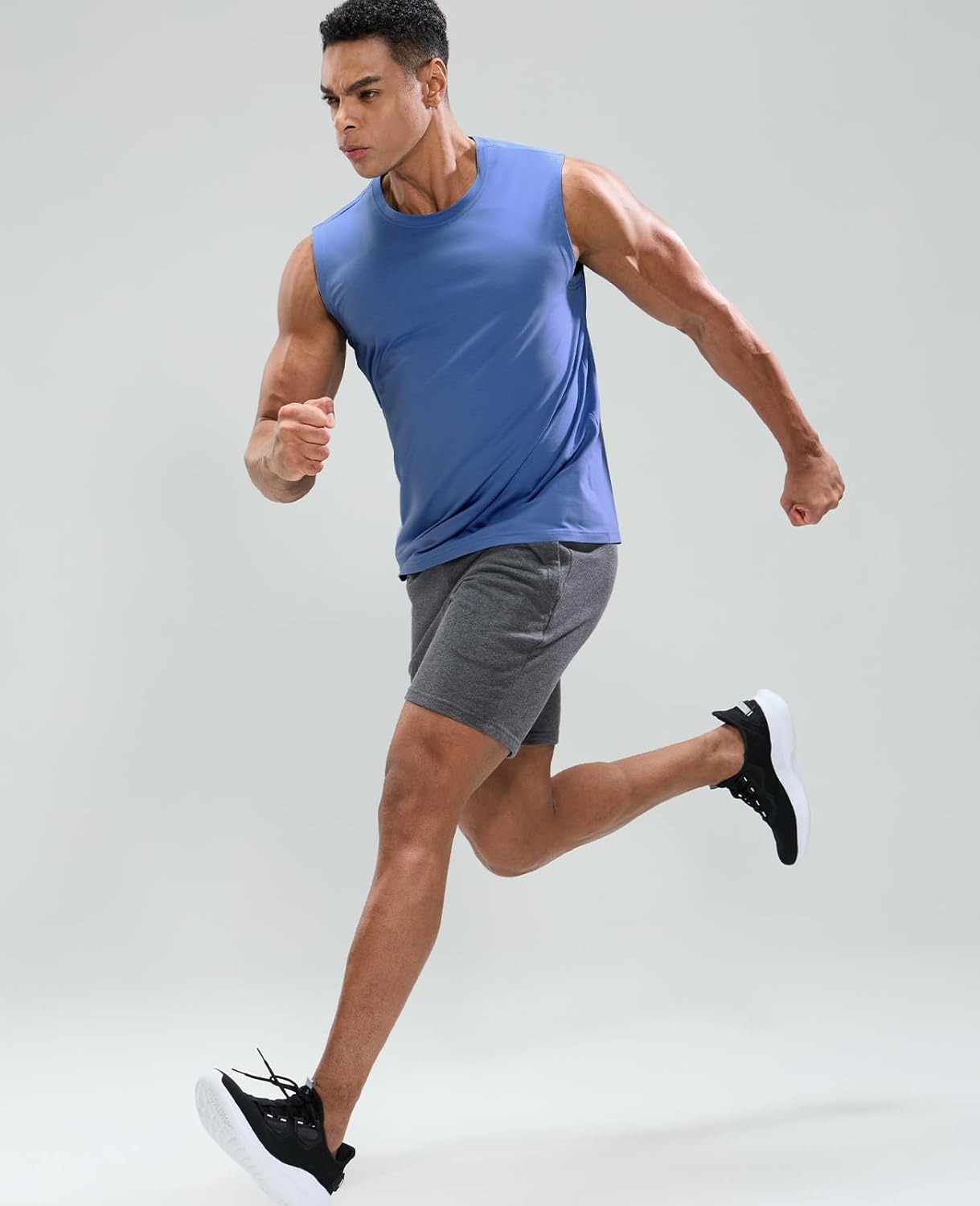 image:imageMIER Mens Tank Tops Cotton Sleeveless Muscle Shirts for Workout Running Athletic Gym Lounge Casual BreathableDusty Blue