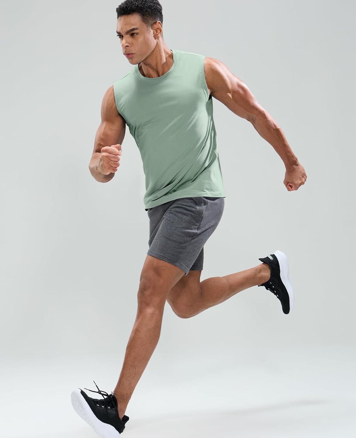 image:imageMIER Mens Tank Tops Cotton Sleeveless Muscle Shirts for Workout Running Athletic Gym Lounge Casual BreathableDusty Green