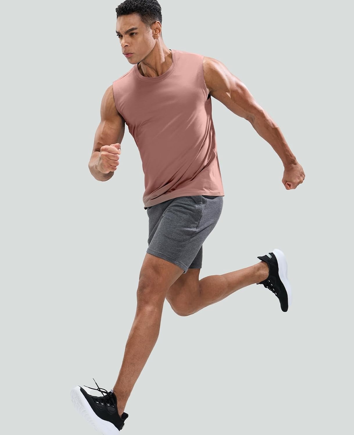image:imageMIER Mens Tank Tops Cotton Sleeveless Muscle Shirts for Workout Running Athletic Gym Lounge Casual BreathableDusty Pink
