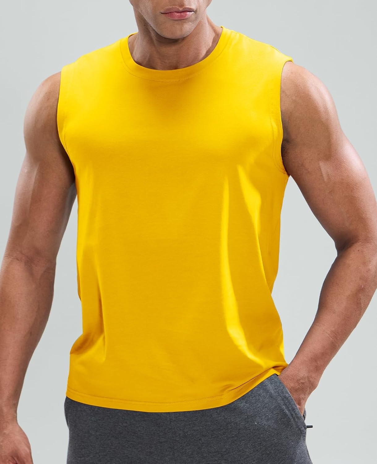 image:imageMIER Mens Tank Tops Cotton Sleeveless Muscle Shirts for Workout Running Athletic Gym Lounge Casual BreathableGold