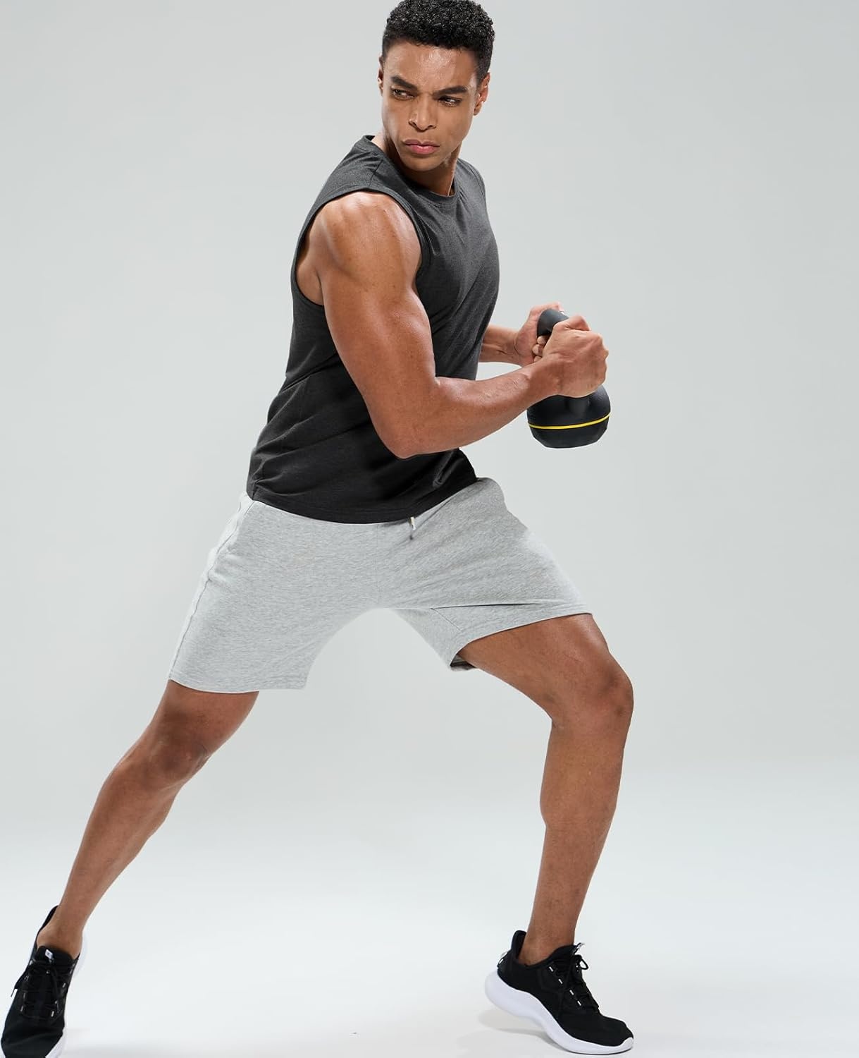 image:imageMIER Mens Tank Tops Cotton Sleeveless Muscle Shirts for Workout Running Athletic Gym Lounge Casual BreathableHeather Dark Grey