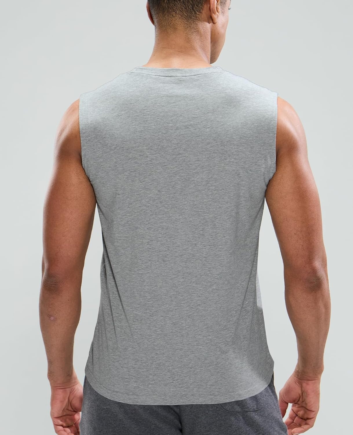 image:imageMIER Mens Tank Tops Cotton Sleeveless Muscle Shirts for Workout Running Athletic Gym Lounge Casual BreathableHeather Light Grey
