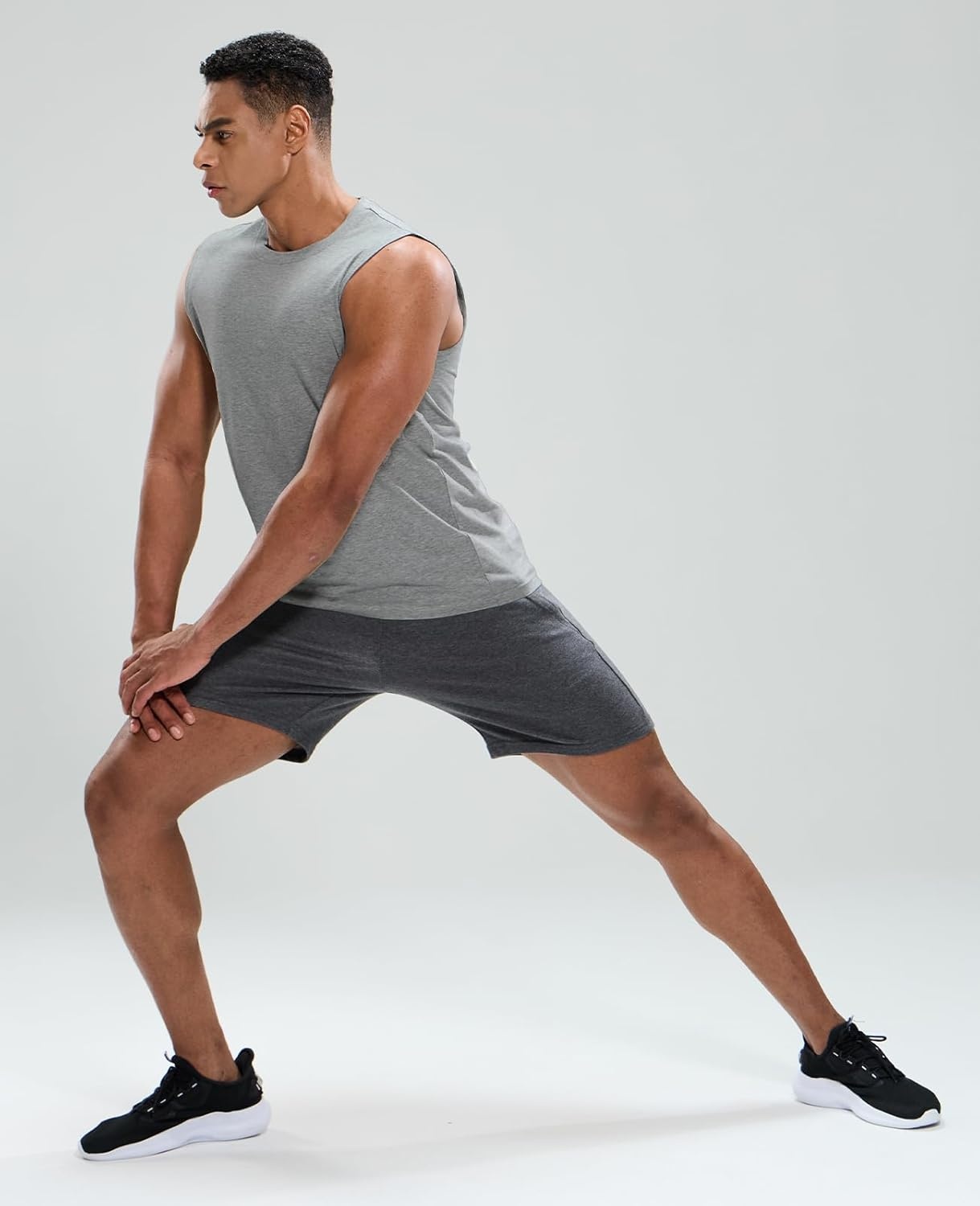 image:imageMIER Mens Tank Tops Cotton Sleeveless Muscle Shirts for Workout Running Athletic Gym Lounge Casual BreathableHeather Light Grey