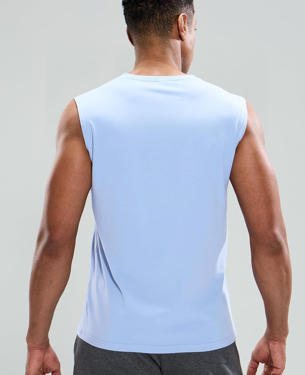 image:imageMIER Mens Tank Tops Cotton Sleeveless Muscle Shirts for Workout Running Athletic Gym Lounge Casual BreathableLight Blue