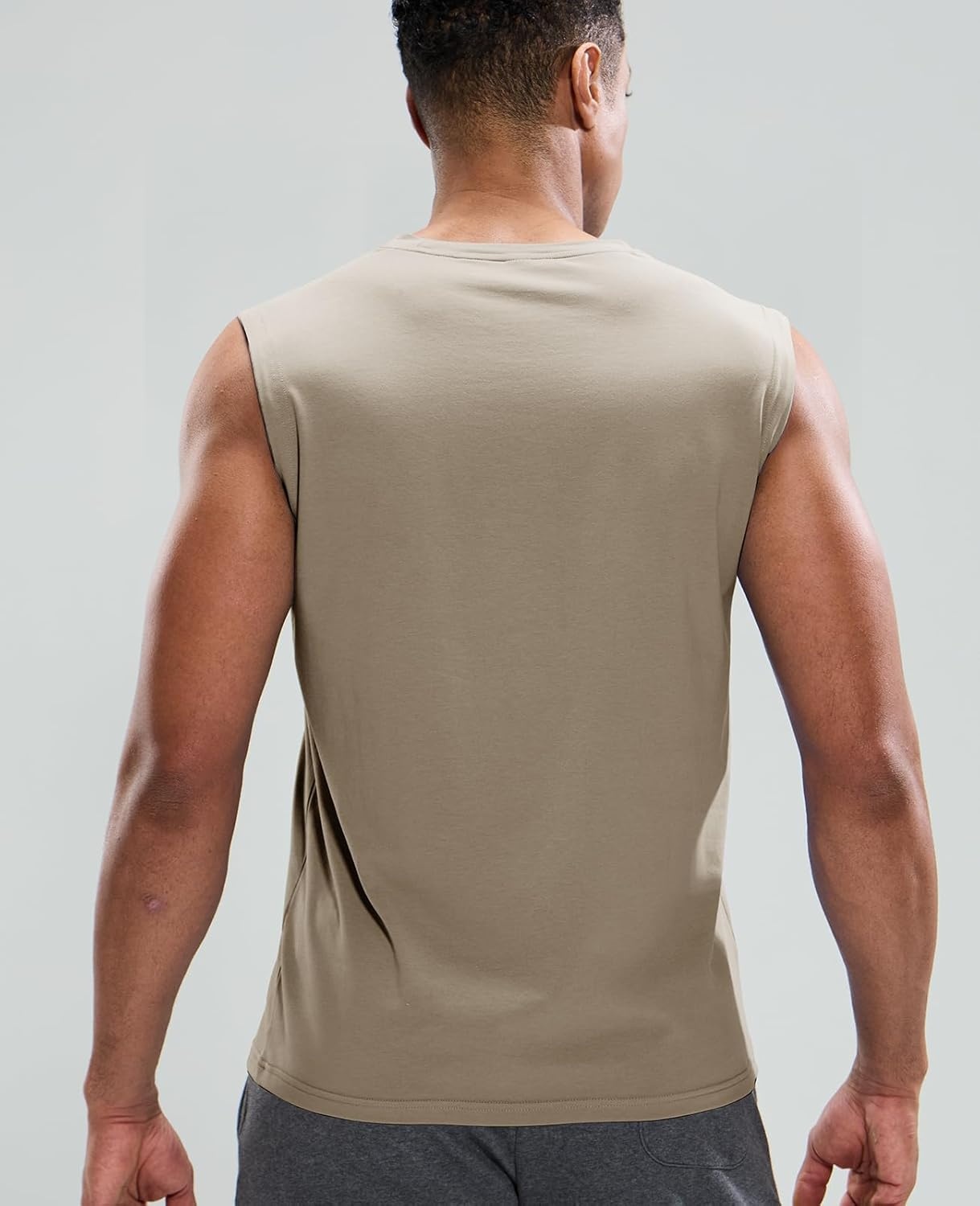image:imageMIER Mens Tank Tops Cotton Sleeveless Muscle Shirts for Workout Running Athletic Gym Lounge Casual BreathableLight Khaki
