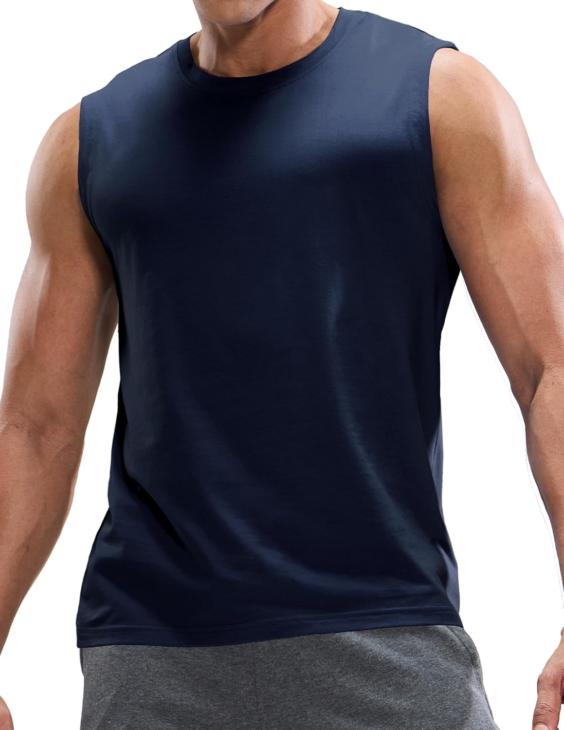image:imageMIER Mens Tank Tops Cotton Sleeveless Muscle Shirts for Workout Running Athletic Gym Lounge Casual BreathableNavy