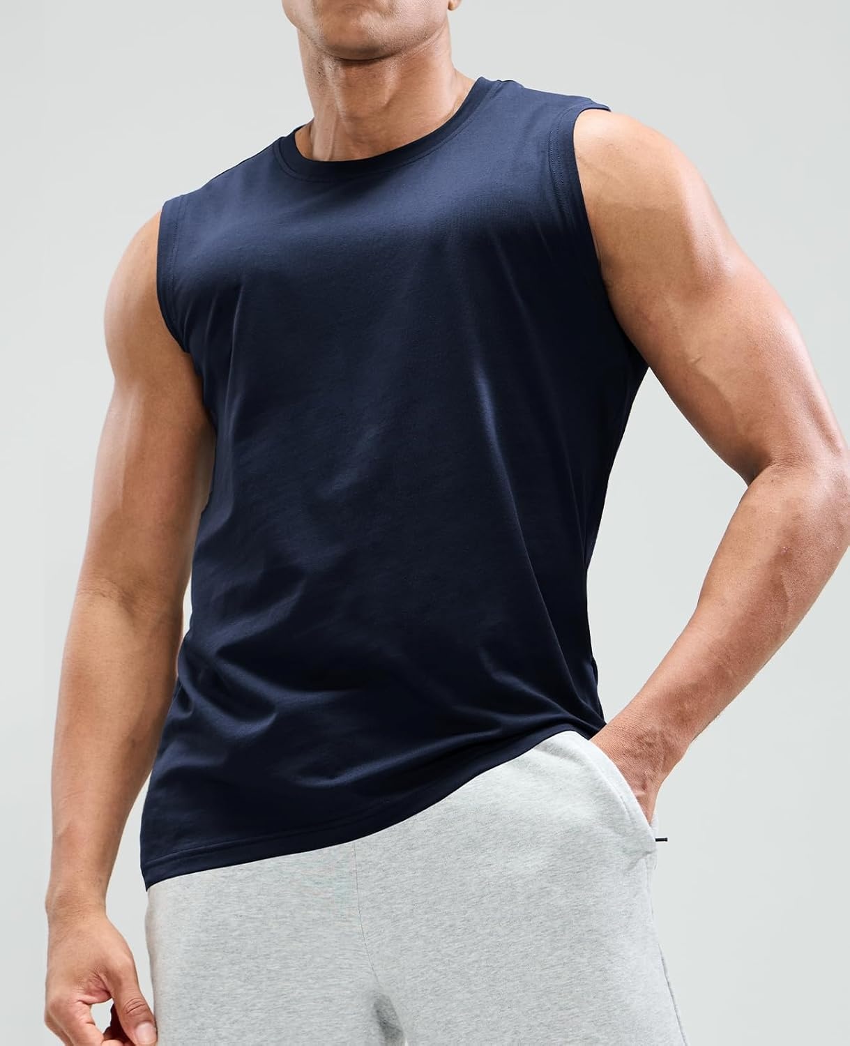 image:imageMIER Mens Tank Tops Cotton Sleeveless Muscle Shirts for Workout Running Athletic Gym Lounge Casual BreathableNavy