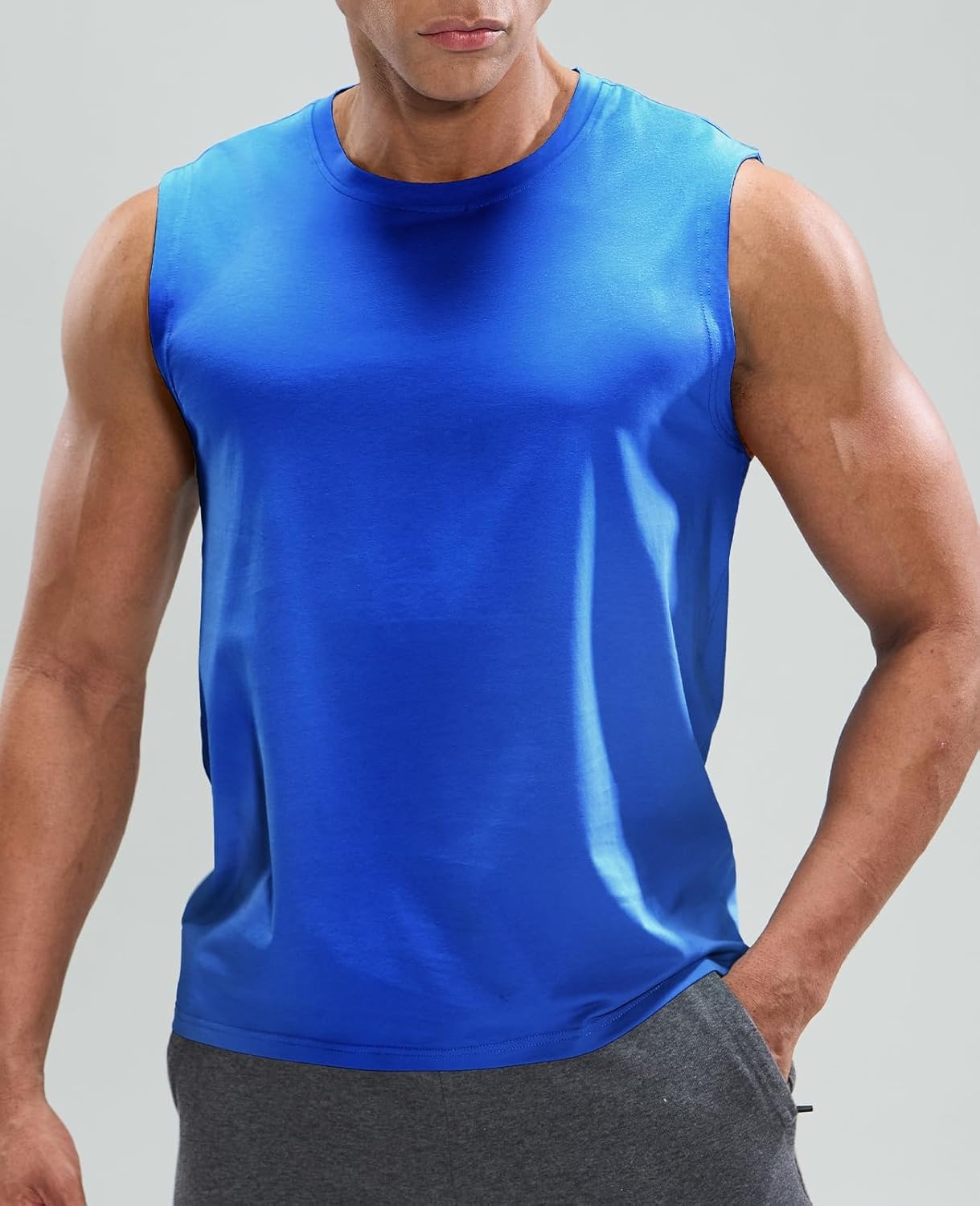 image:imageMIER Mens Tank Tops Cotton Sleeveless Muscle Shirts for Workout Running Athletic Gym Lounge Casual BreathableRoyal Blue