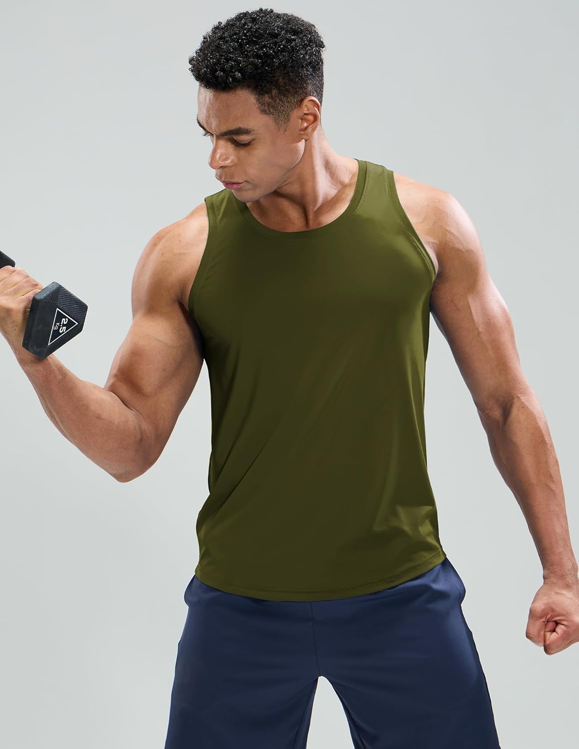 image:imageMIER Mens Tank Tops Workout Sleeveless Tee Shirts Muscle Athletic Gym Running Beach Tanks for Men Quick DryArmy Green