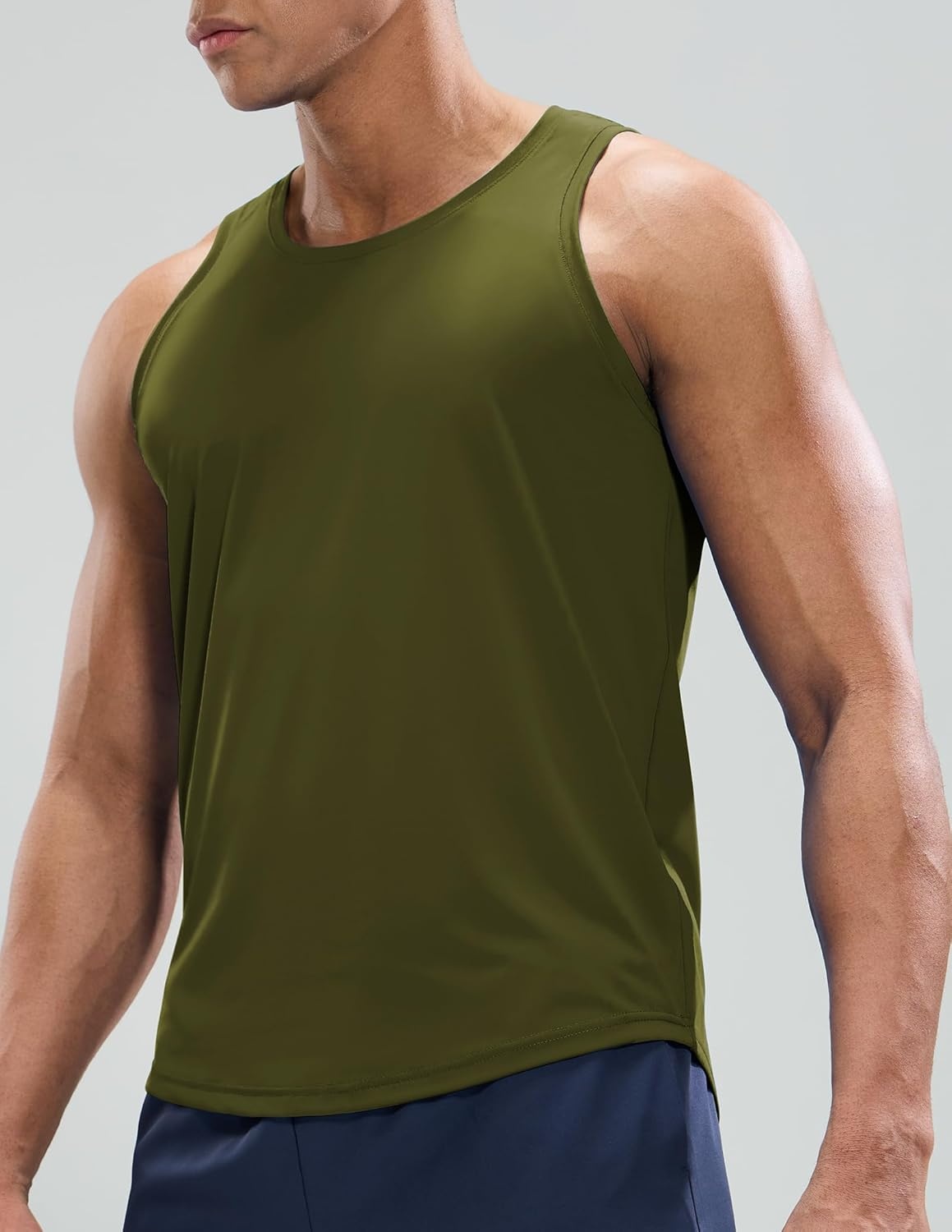 image:imageMIER Mens Tank Tops Workout Sleeveless Tee Shirts Muscle Athletic Gym Running Beach Tanks for Men Quick DryArmy Green