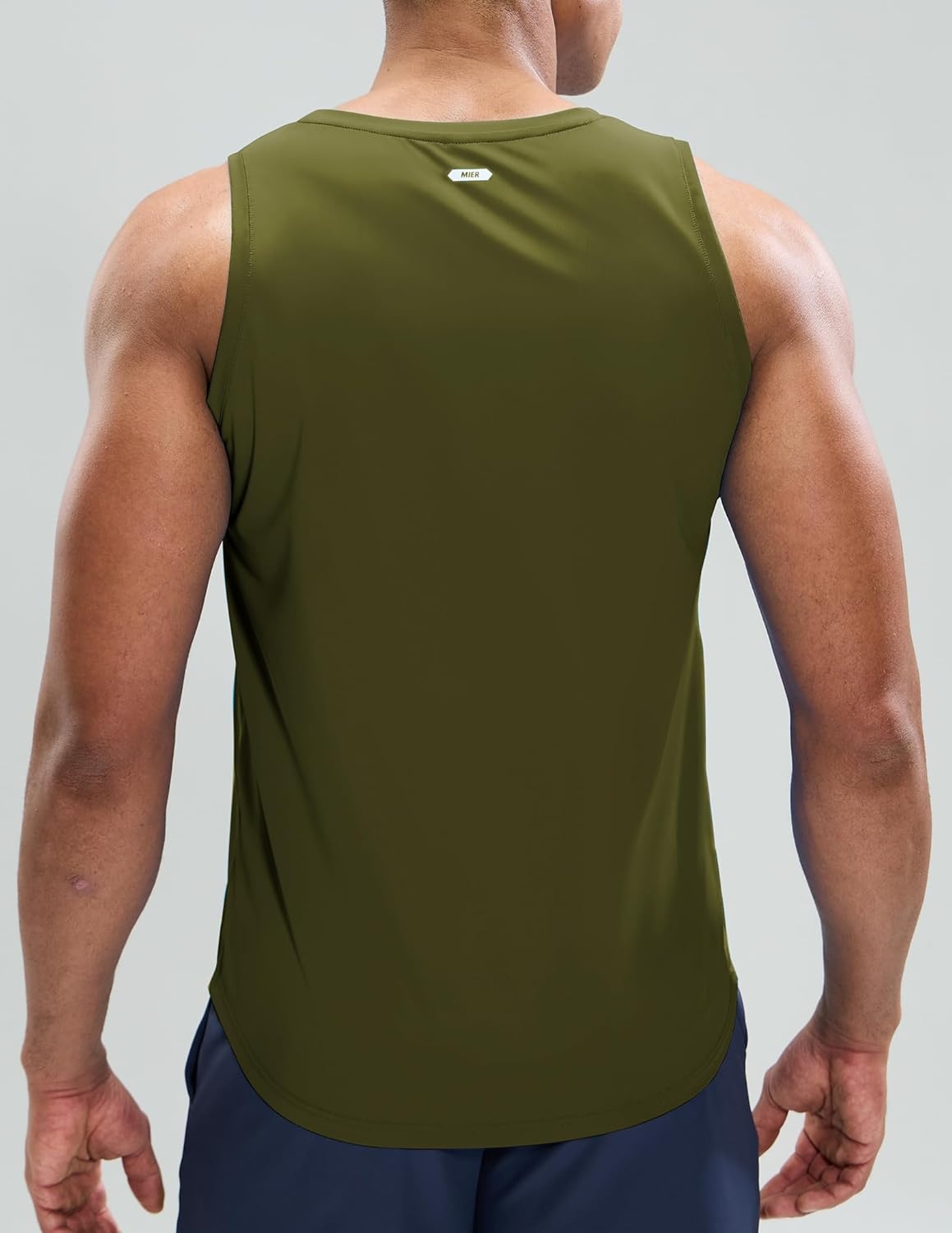 image:imageMIER Mens Tank Tops Workout Sleeveless Tee Shirts Muscle Athletic Gym Running Beach Tanks for Men Quick DryArmy Green