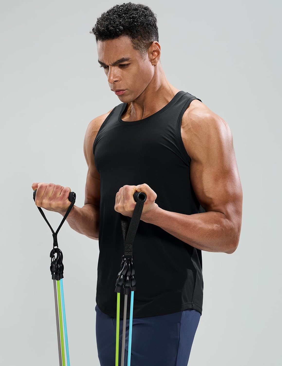image:imageMIER Mens Tank Tops Workout Sleeveless Tee Shirts Muscle Athletic Gym Running Beach Tanks for Men Quick DryBlack