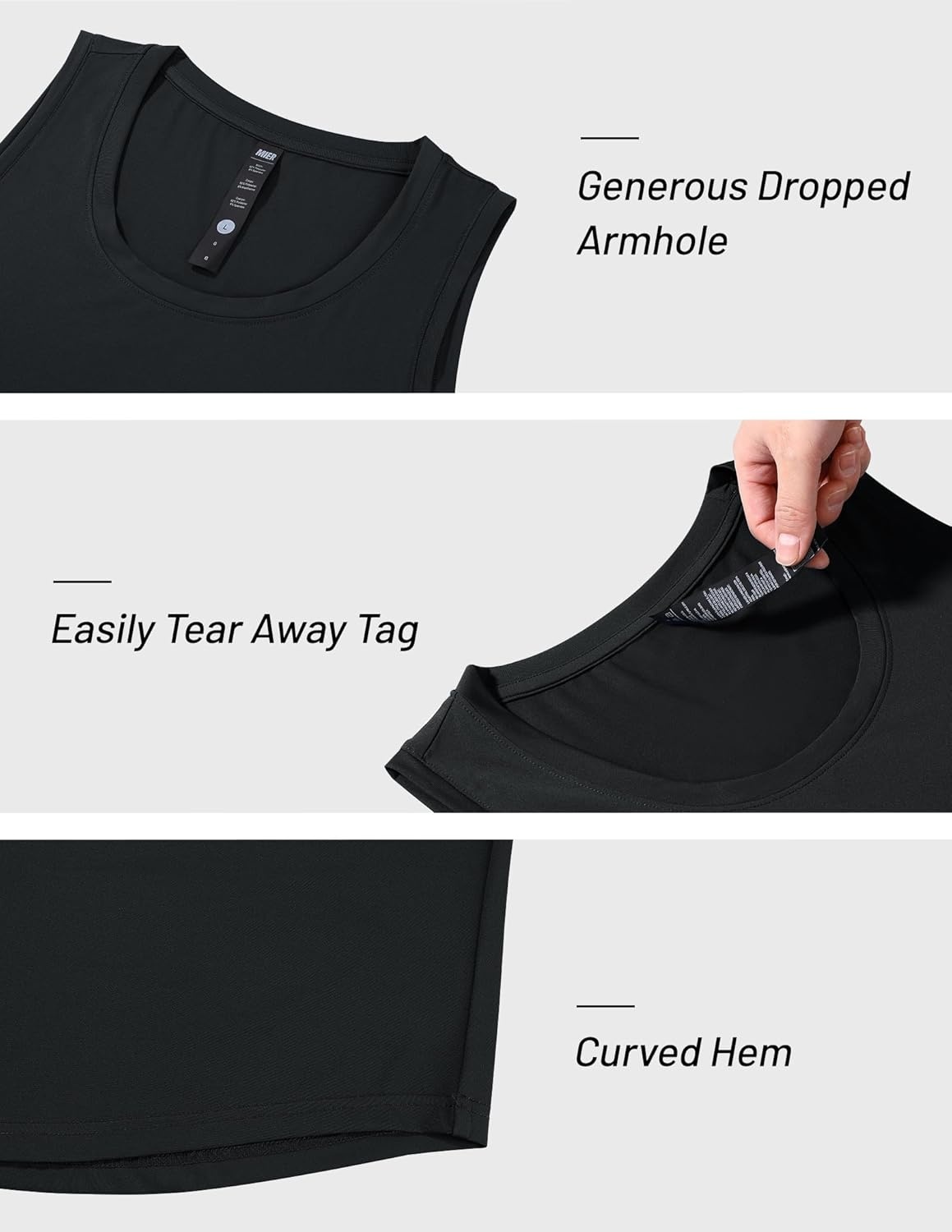 image:imageMIER Mens Tank Tops Workout Sleeveless Tee Shirts Muscle Athletic Gym Running Beach Tanks for Men Quick DryBlack