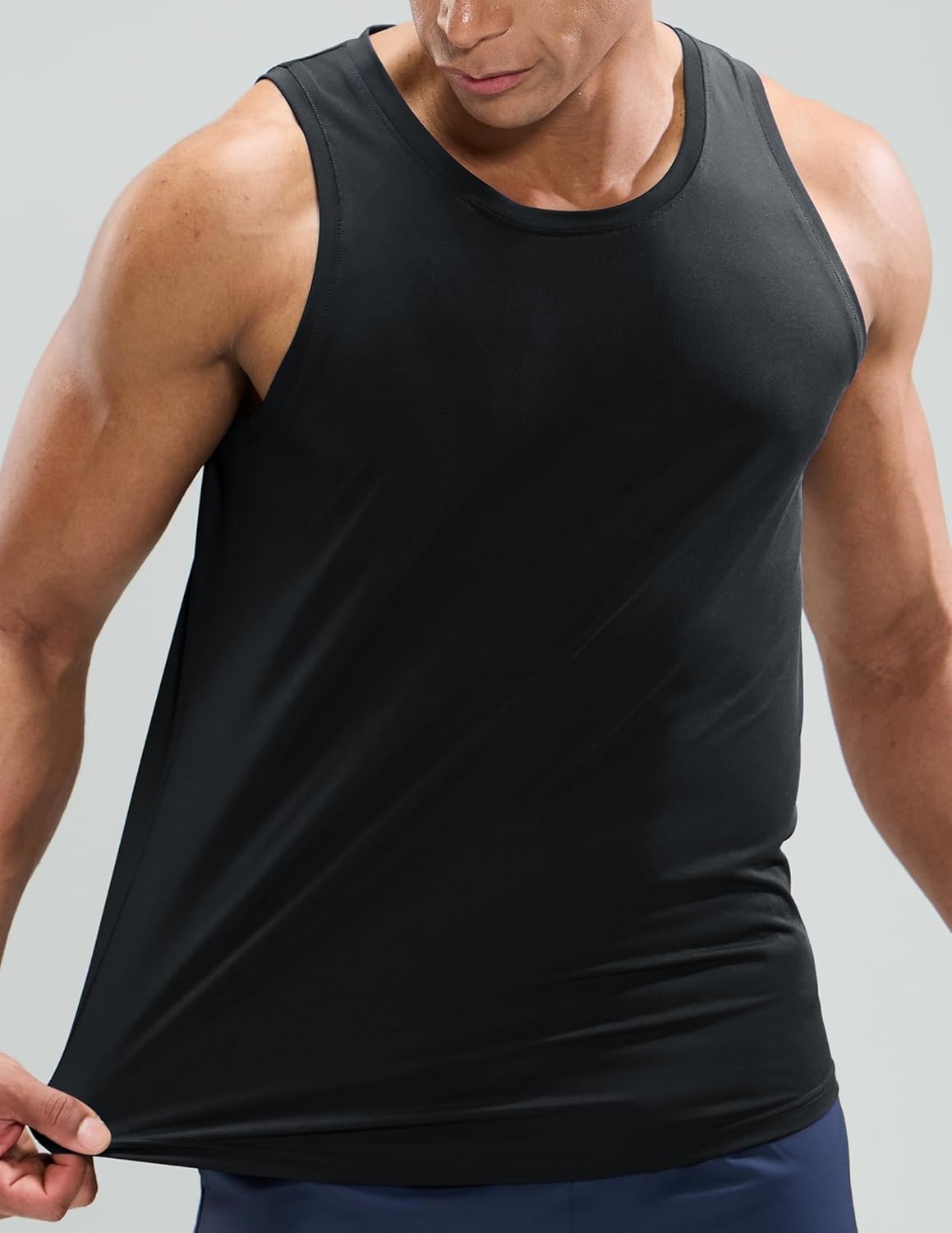 image:imageMIER Mens Tank Tops Workout Sleeveless Tee Shirts Muscle Athletic Gym Running Beach Tanks for Men Quick DryBlack