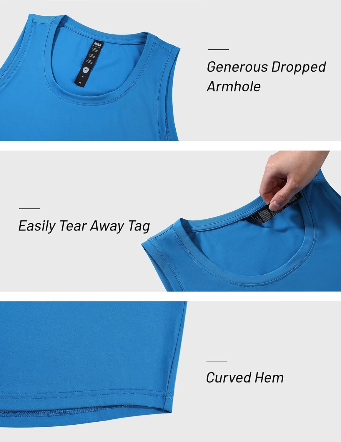 image:imageMIER Mens Tank Tops Workout Sleeveless Tee Shirts Muscle Athletic Gym Running Beach Tanks for Men Quick DryClassic Blue