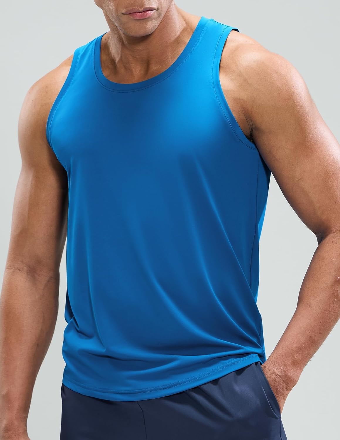 image:imageMIER Mens Tank Tops Workout Sleeveless Tee Shirts Muscle Athletic Gym Running Beach Tanks for Men Quick DryClassic Blue