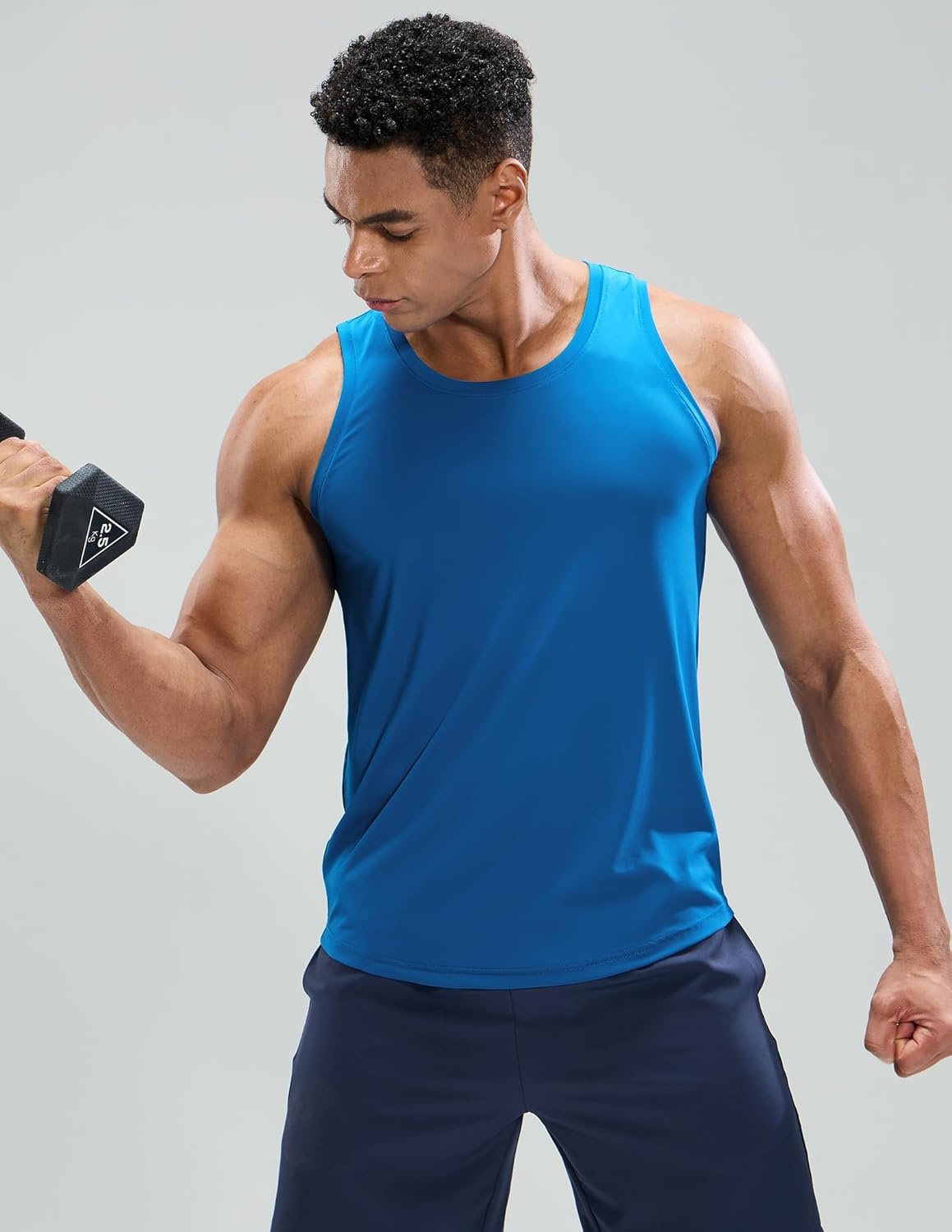 image:imageMIER Mens Tank Tops Workout Sleeveless Tee Shirts Muscle Athletic Gym Running Beach Tanks for Men Quick DryClassic Blue
