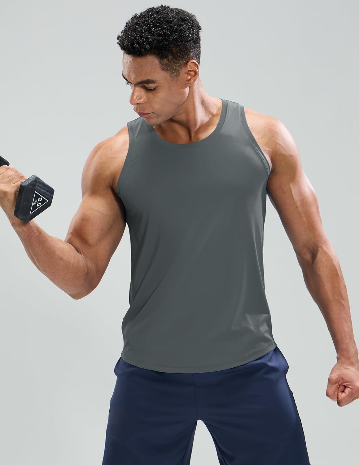 image:imageMIER Mens Tank Tops Workout Sleeveless Tee Shirts Muscle Athletic Gym Running Beach Tanks for Men Quick DryGrey
