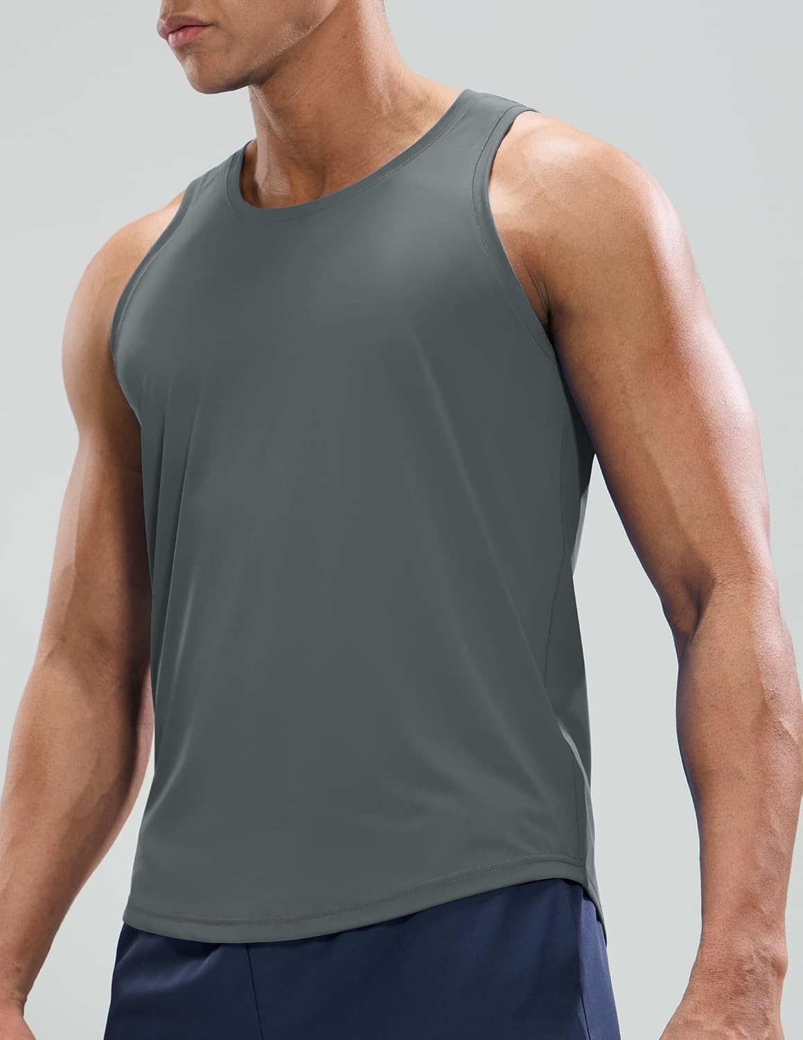 image:imageMIER Mens Tank Tops Workout Sleeveless Tee Shirts Muscle Athletic Gym Running Beach Tanks for Men Quick DryGrey
