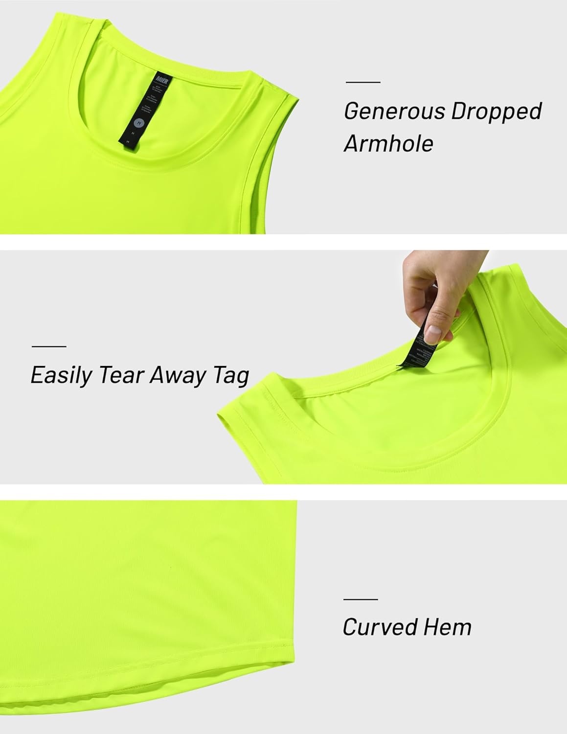 image:imageMIER Mens Tank Tops Workout Sleeveless Tee Shirts Muscle Athletic Gym Running Beach Tanks for Men Quick DryLemon Green