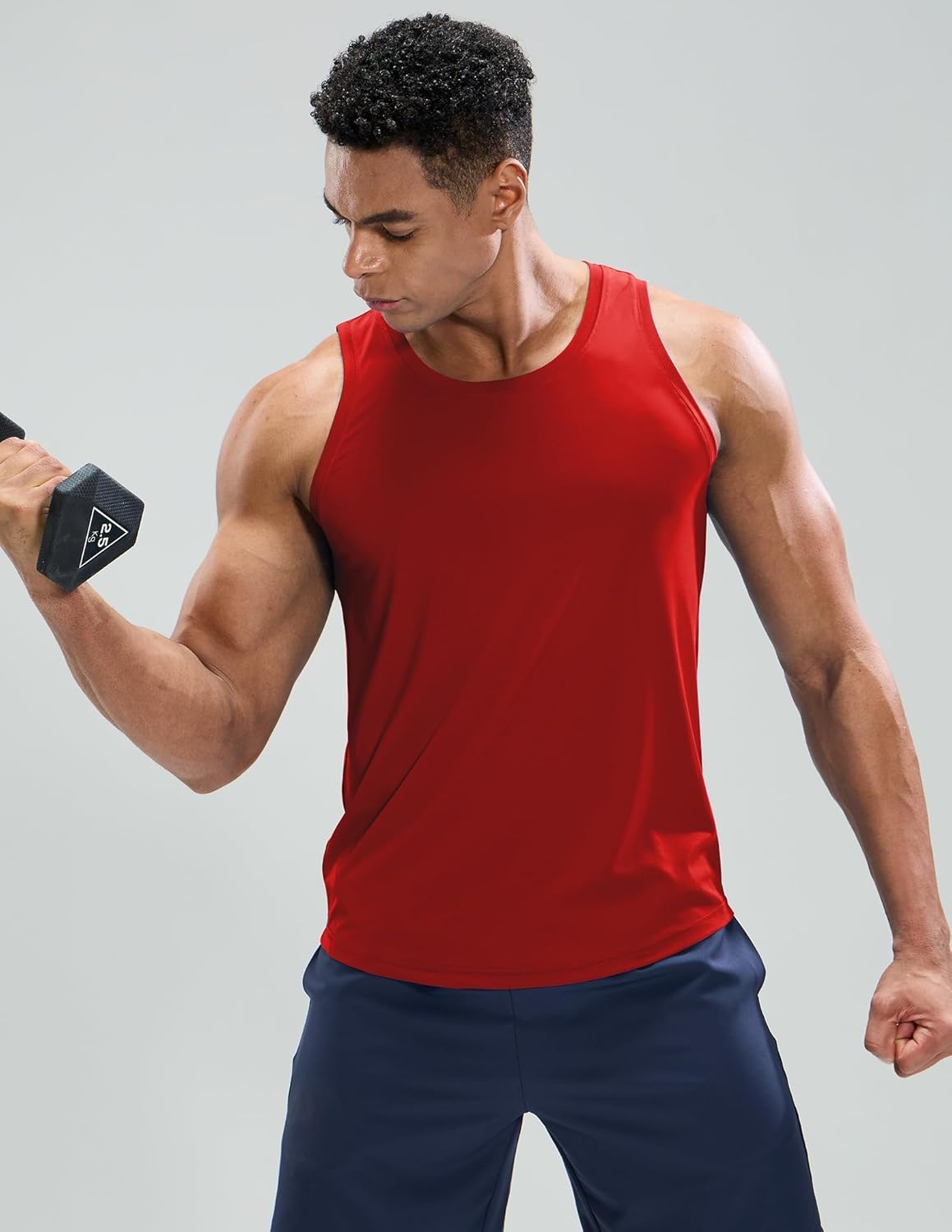 image:imageMIER Mens Tank Tops Workout Sleeveless Tee Shirts Muscle Athletic Gym Running Beach Tanks for Men Quick DryRed