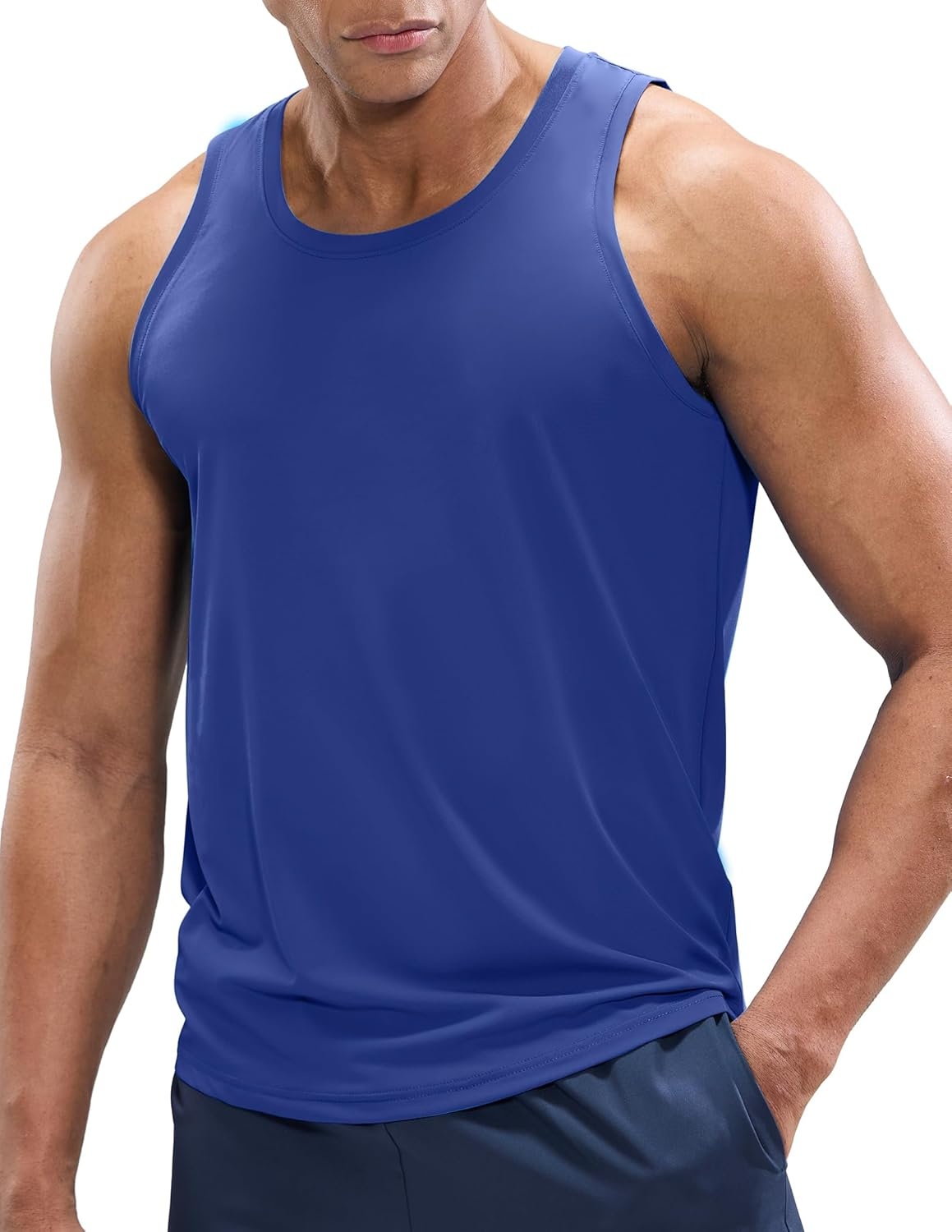 image:imageMIER Mens Tank Tops Workout Sleeveless Tee Shirts Muscle Athletic Gym Running Beach Tanks for Men Quick DryRoyal Blue