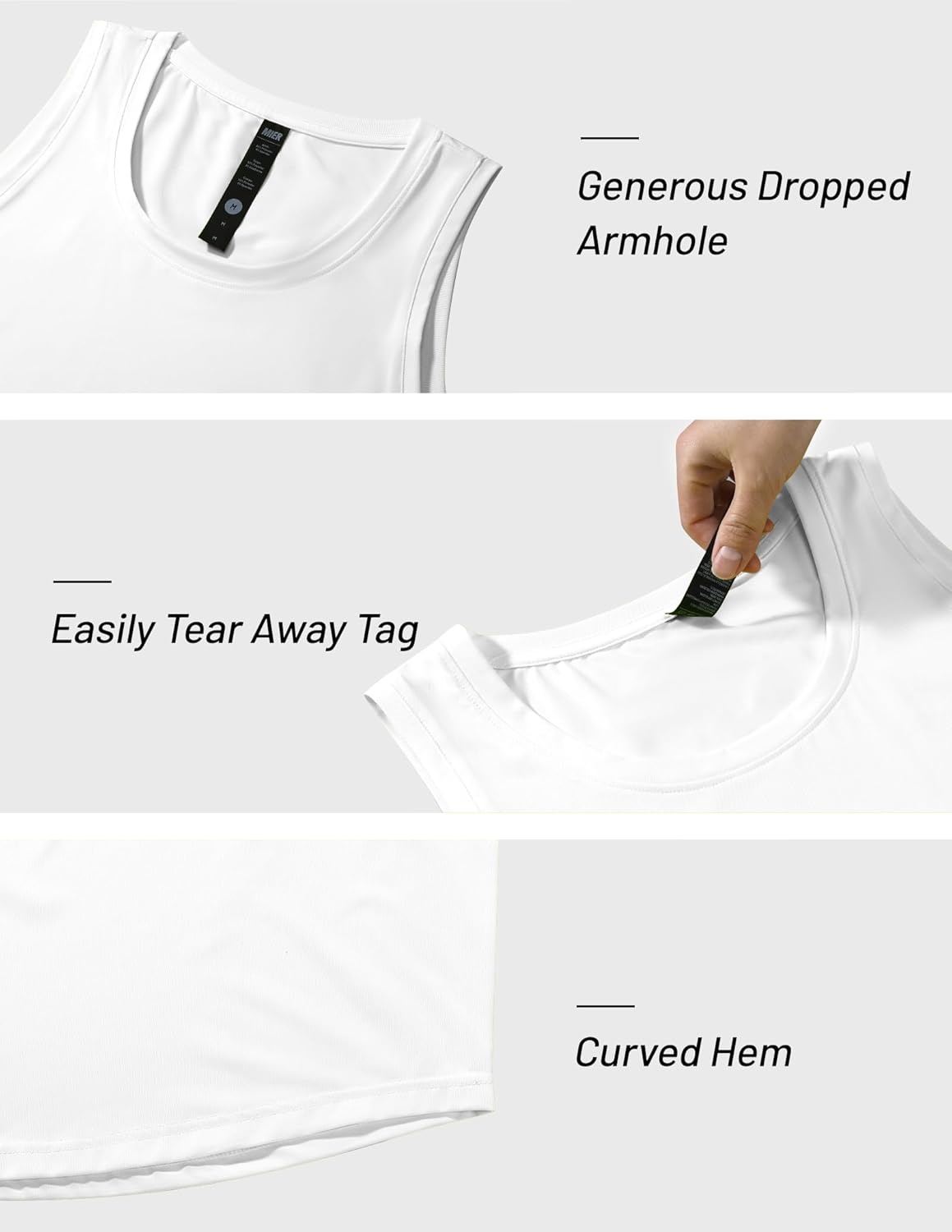 image:imageMIER Mens Tank Tops Workout Sleeveless Tee Shirts Muscle Athletic Gym Running Beach Tanks for Men Quick DryWhite