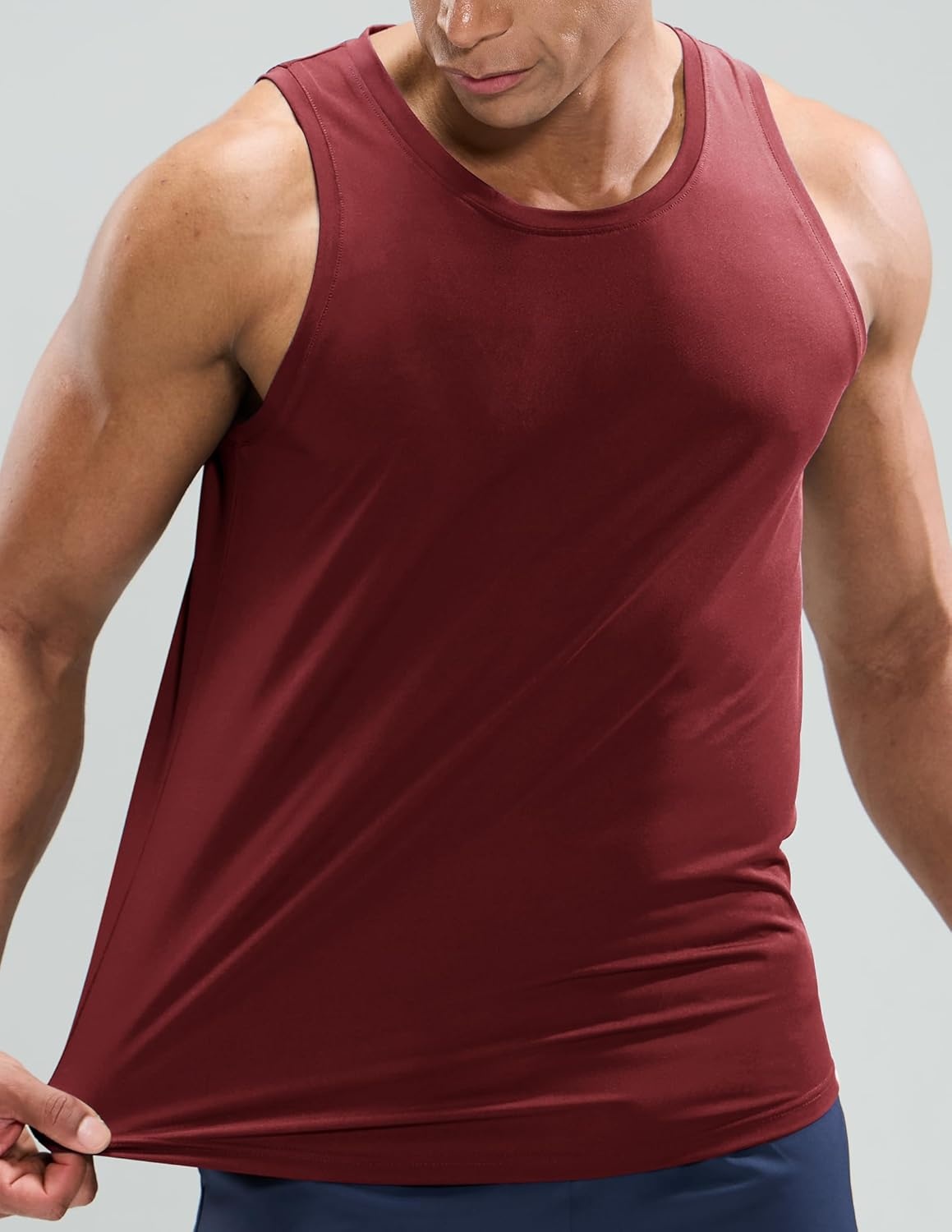 image:imageMIER Mens Tank Tops Workout Sleeveless Tee Shirts Muscle Athletic Gym Running Beach Tanks for Men Quick DryWine