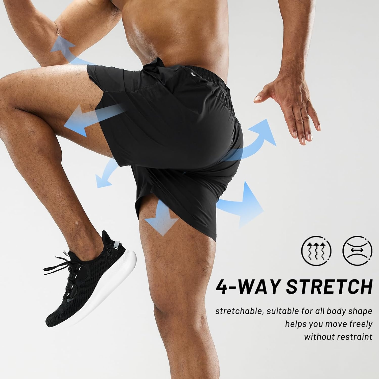 image:imageMIER Mens Workout Running Shorts Quick Dry Active 5 Inches Shorts with Pockets Lightweight BreathableBlack Without Zipper