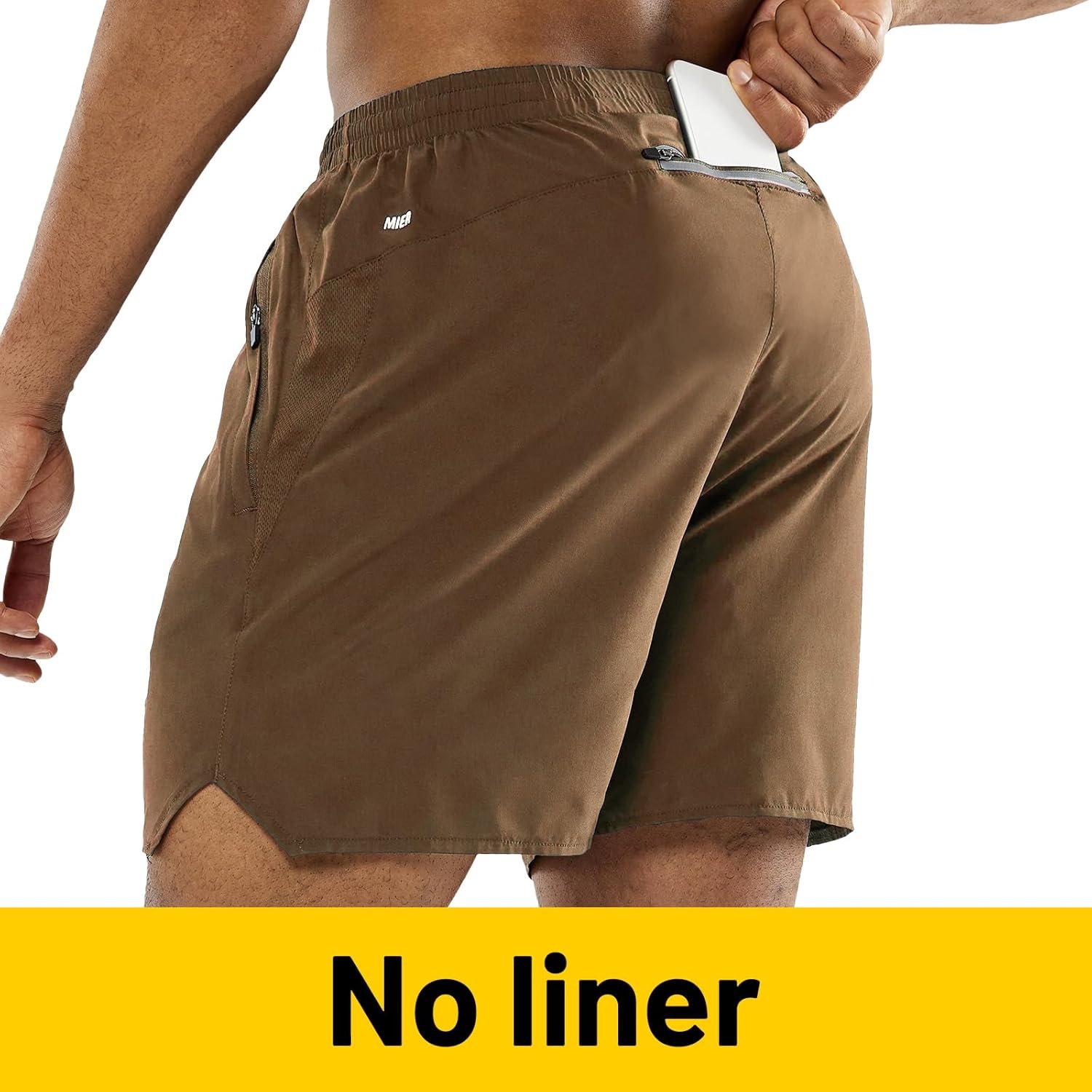 image:imageMIER Mens Workout Running Shorts Quick Dry Active 5 Inches Shorts with Pockets Lightweight BreathableBrown With Zipper