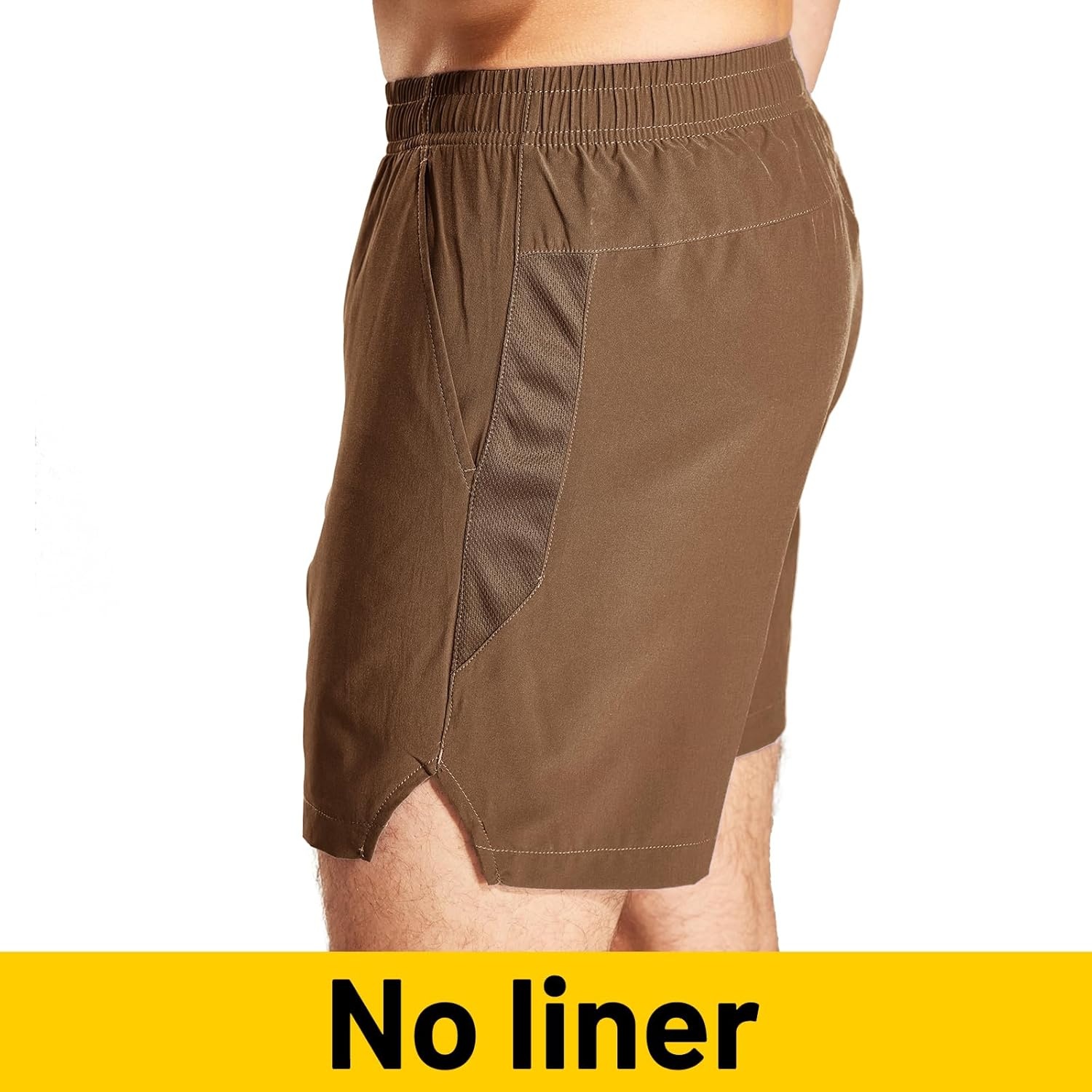 image:imageMIER Mens Workout Running Shorts Quick Dry Active 5 Inches Shorts with Pockets Lightweight BreathableBrown Without Zipper