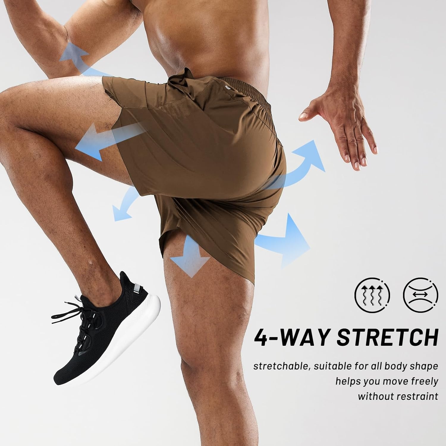 image:imageMIER Mens Workout Running Shorts Quick Dry Active 5 Inches Shorts with Pockets Lightweight BreathableBrown Without Zipper