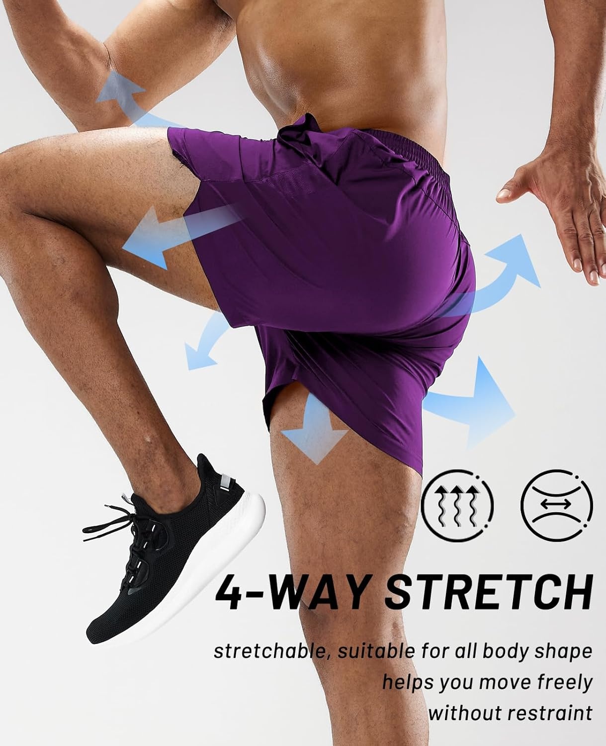 image:imageMIER Mens Workout Running Shorts Quick Dry Active 5 Inches Shorts with Pockets Lightweight BreathableDark Purple Without Zipper