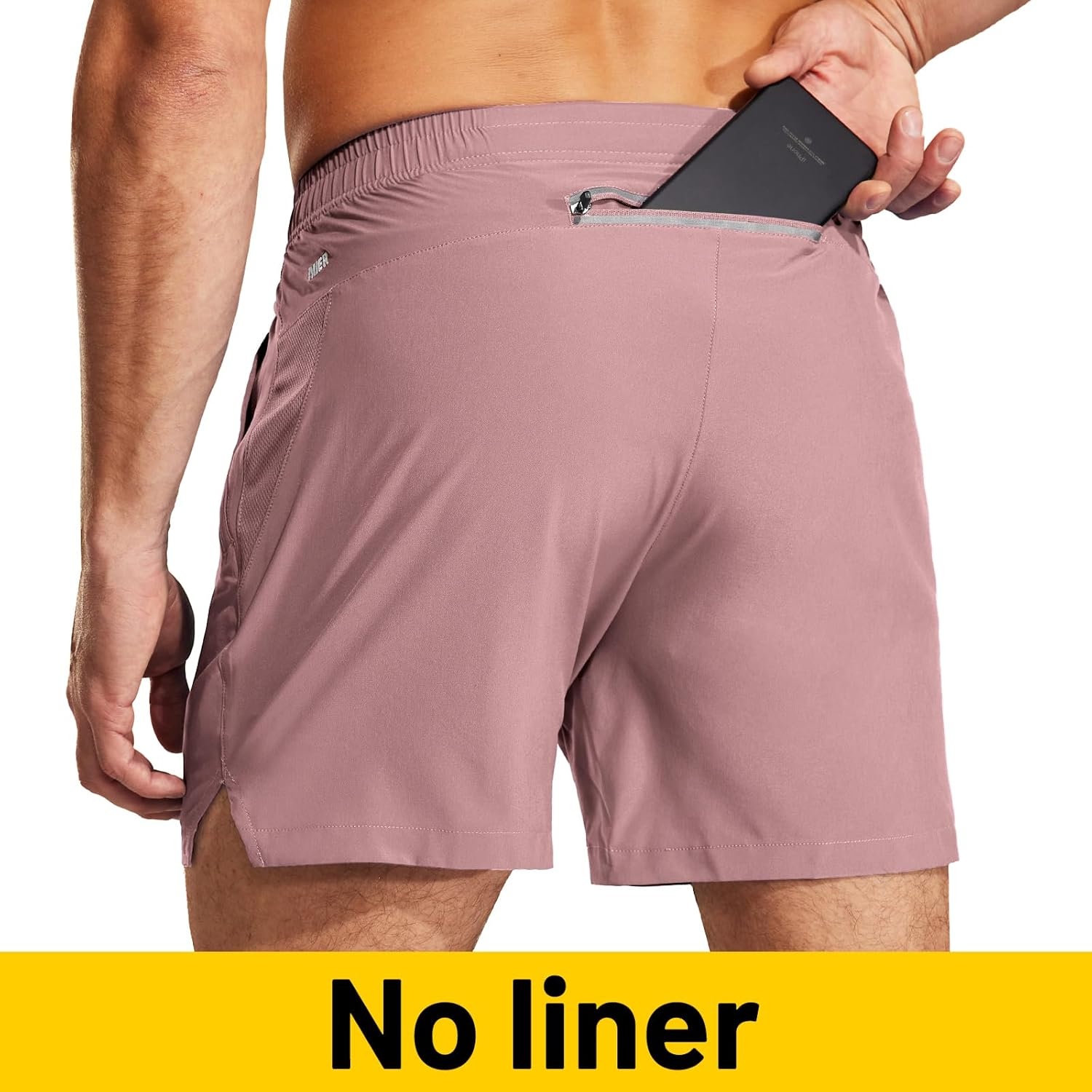 image:imageMIER Mens Workout Running Shorts Quick Dry Active 5 Inches Shorts with Pockets Lightweight BreathableDusty Pink With Zipper