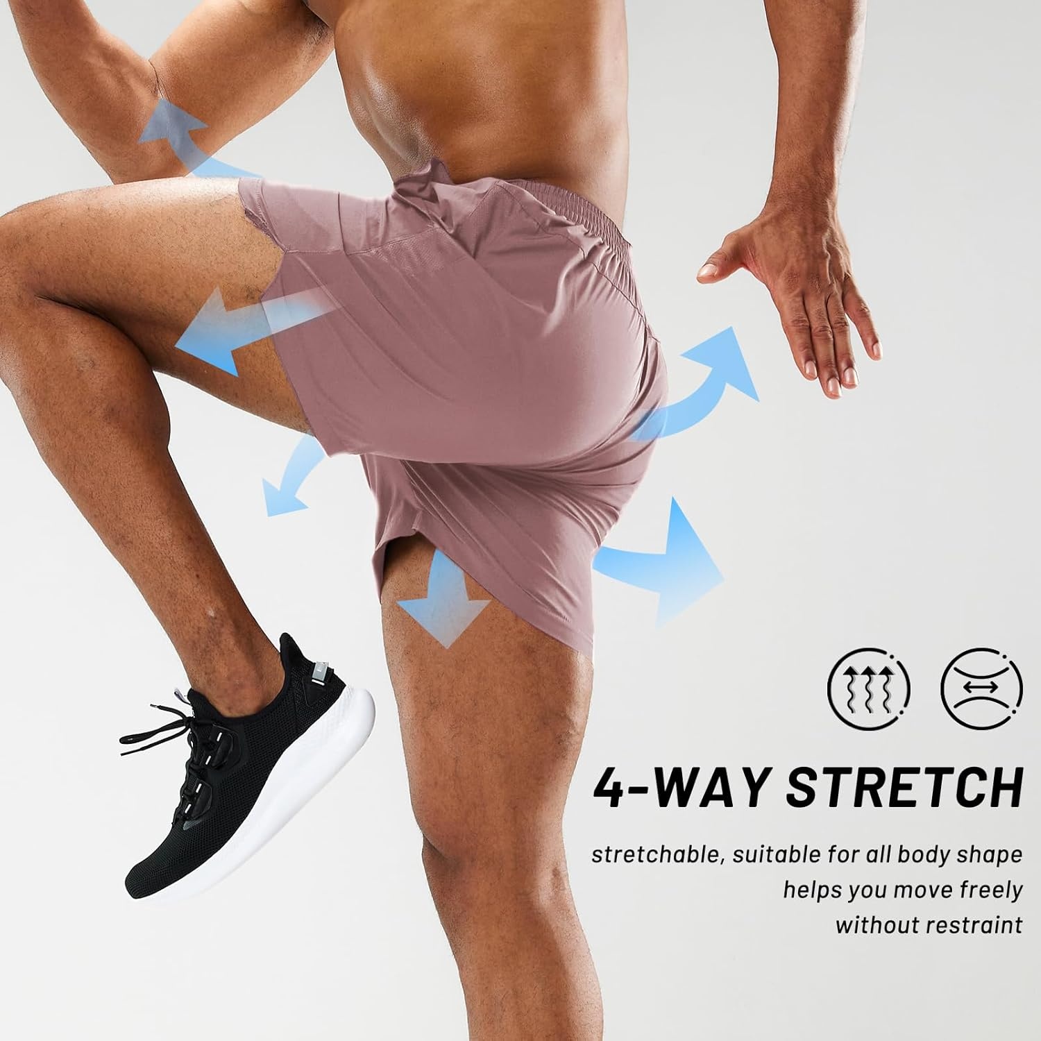 image:imageMIER Mens Workout Running Shorts Quick Dry Active 5 Inches Shorts with Pockets Lightweight BreathableDusty Pink Without Zipper