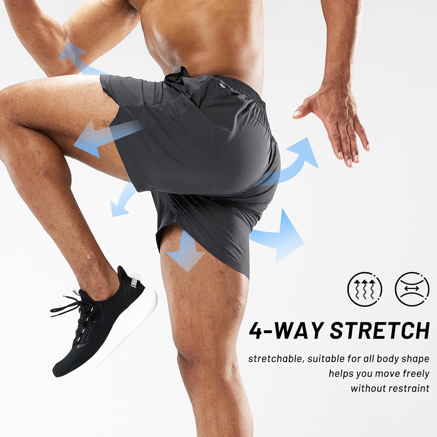 image:imageMIER Mens Workout Running Shorts Quick Dry Active 5 Inches Shorts with Pockets Lightweight BreathableGrey Without Zipper